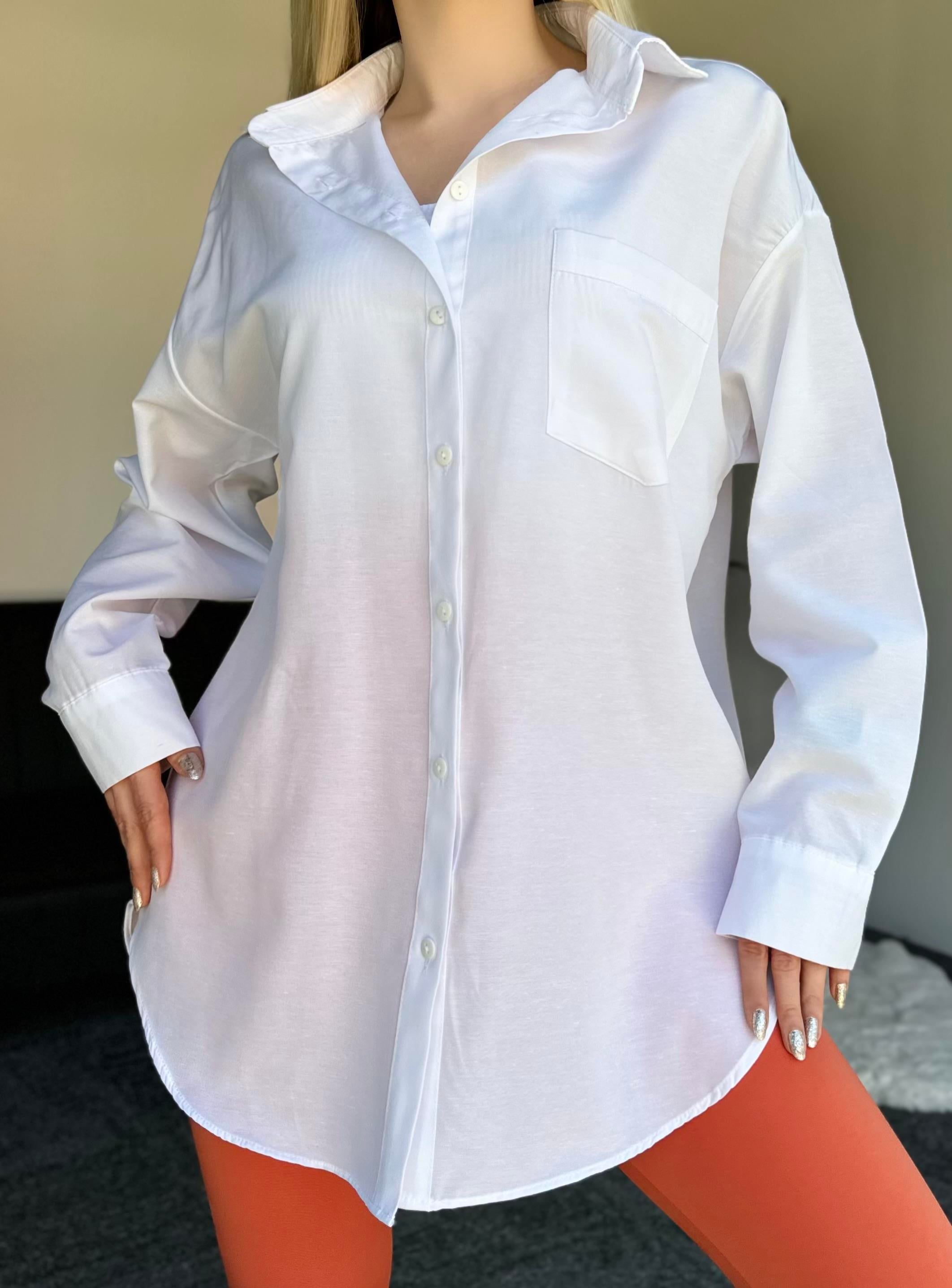 Poplin Kumaş Oversize Gömlek