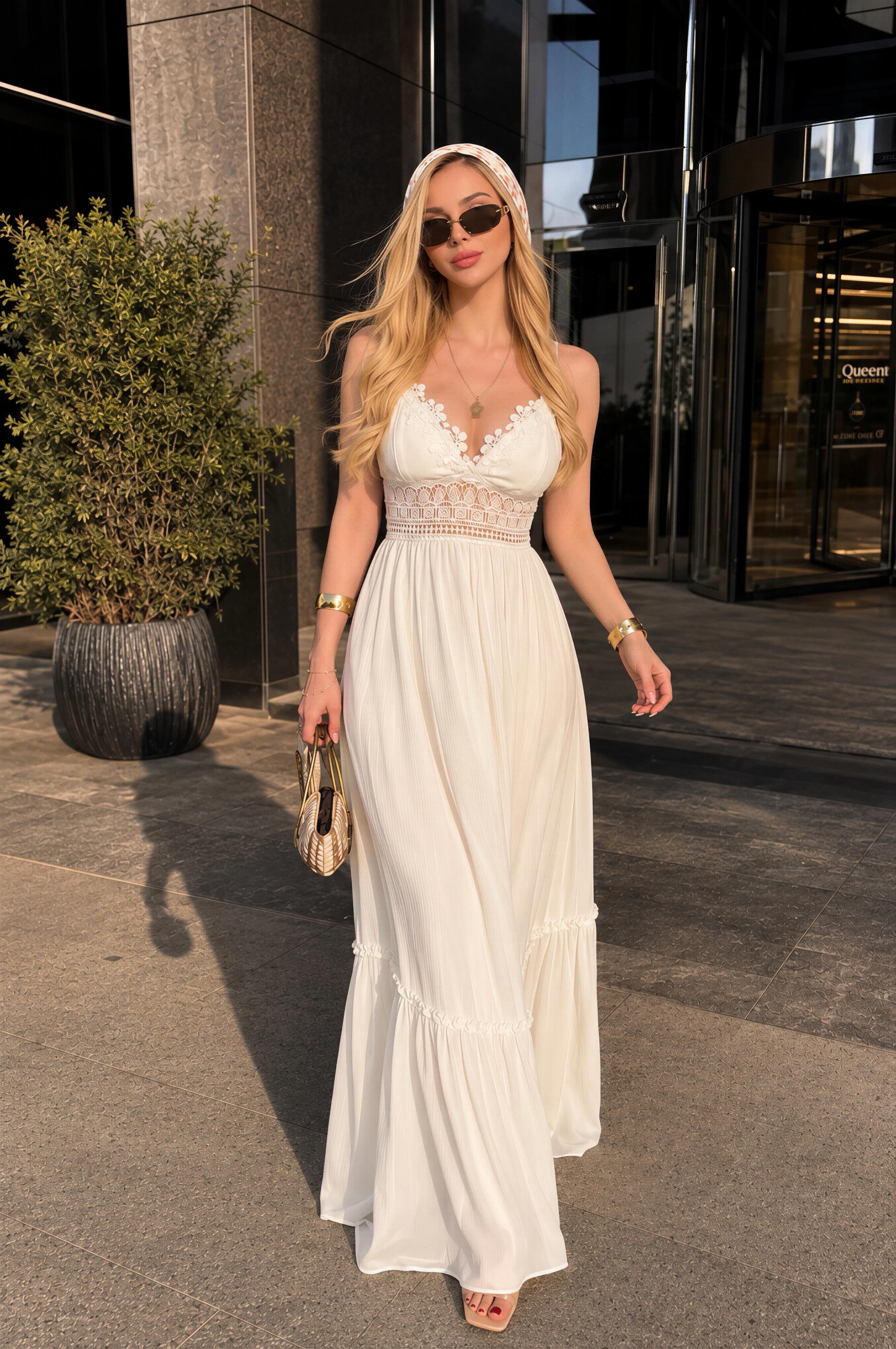 Princess Dream Dantel Detaylı Maxi Elbise