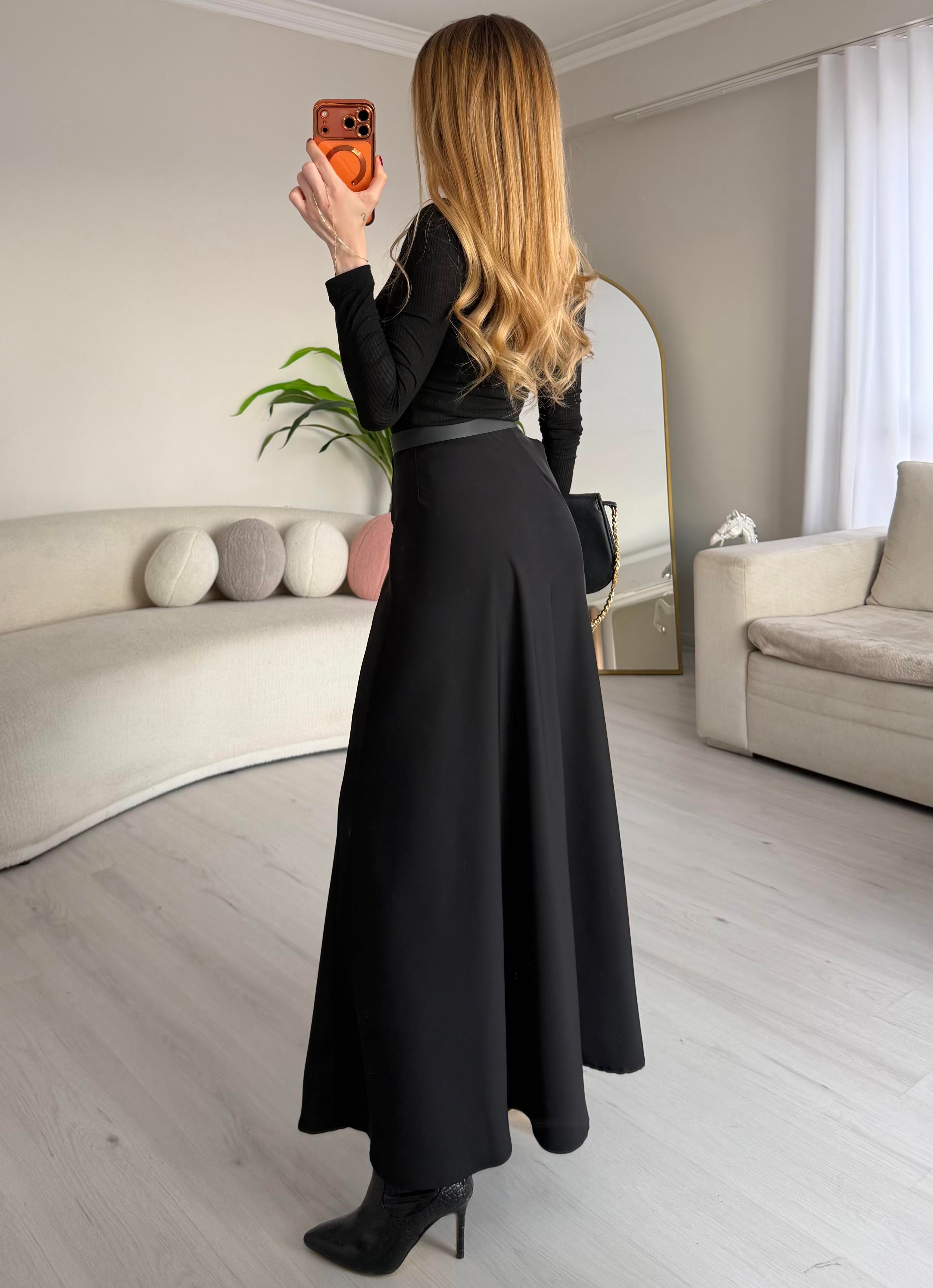 Silhouette Akışkan Maxi Etek(Kemer Dahil Değildir)