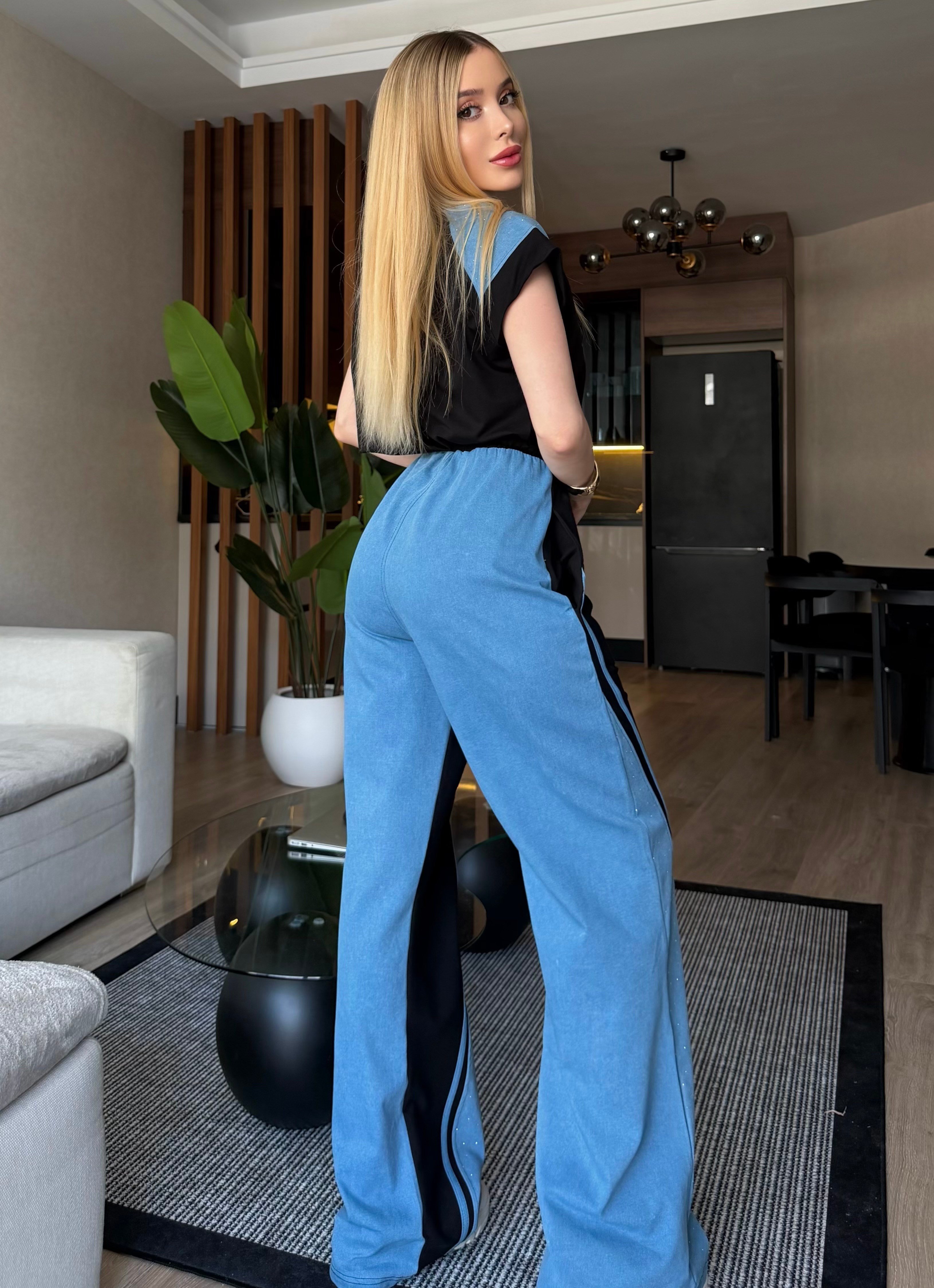 Skyline Denim Şeritli Takım
