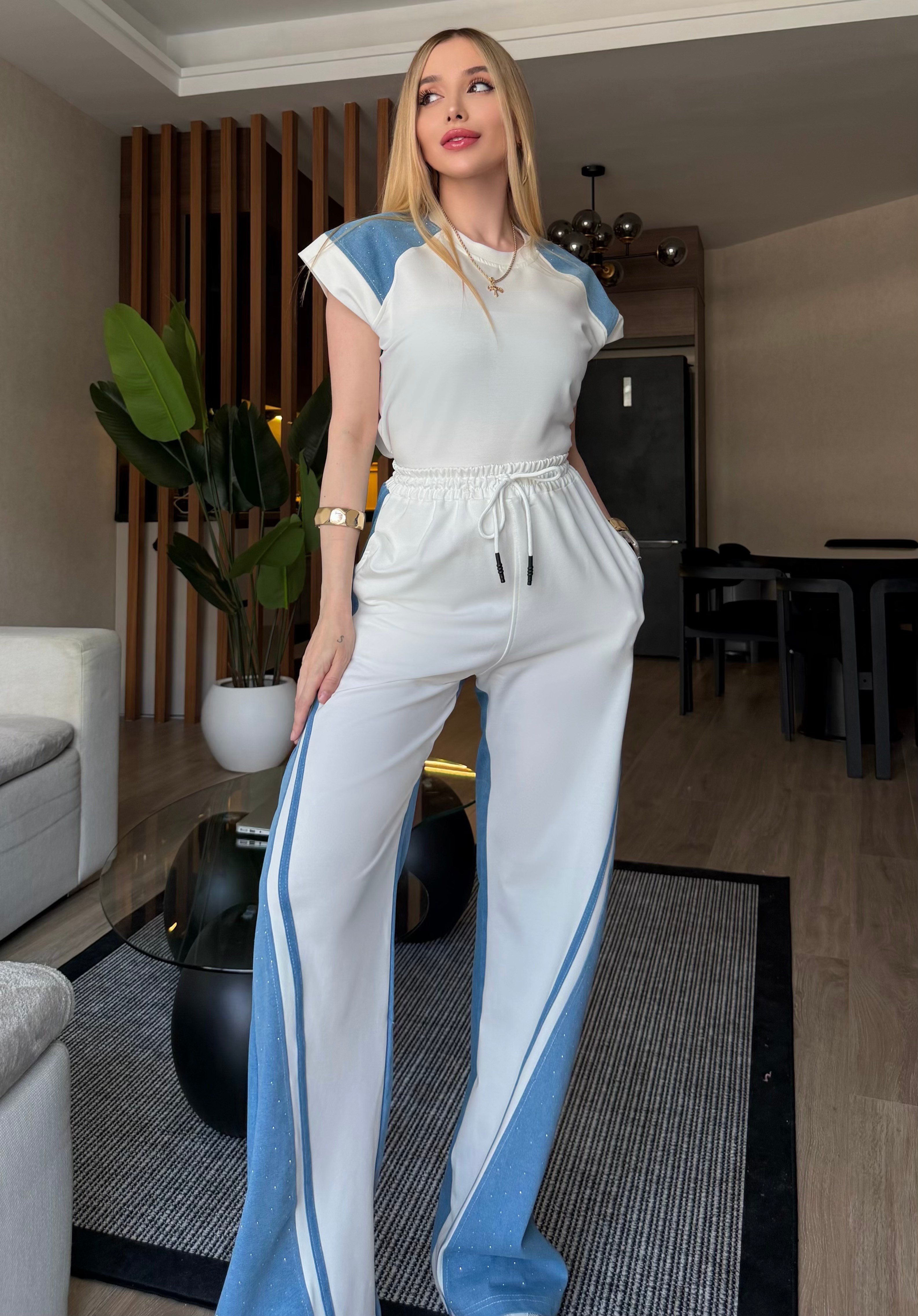 Skyline Denim Şeritli Takım