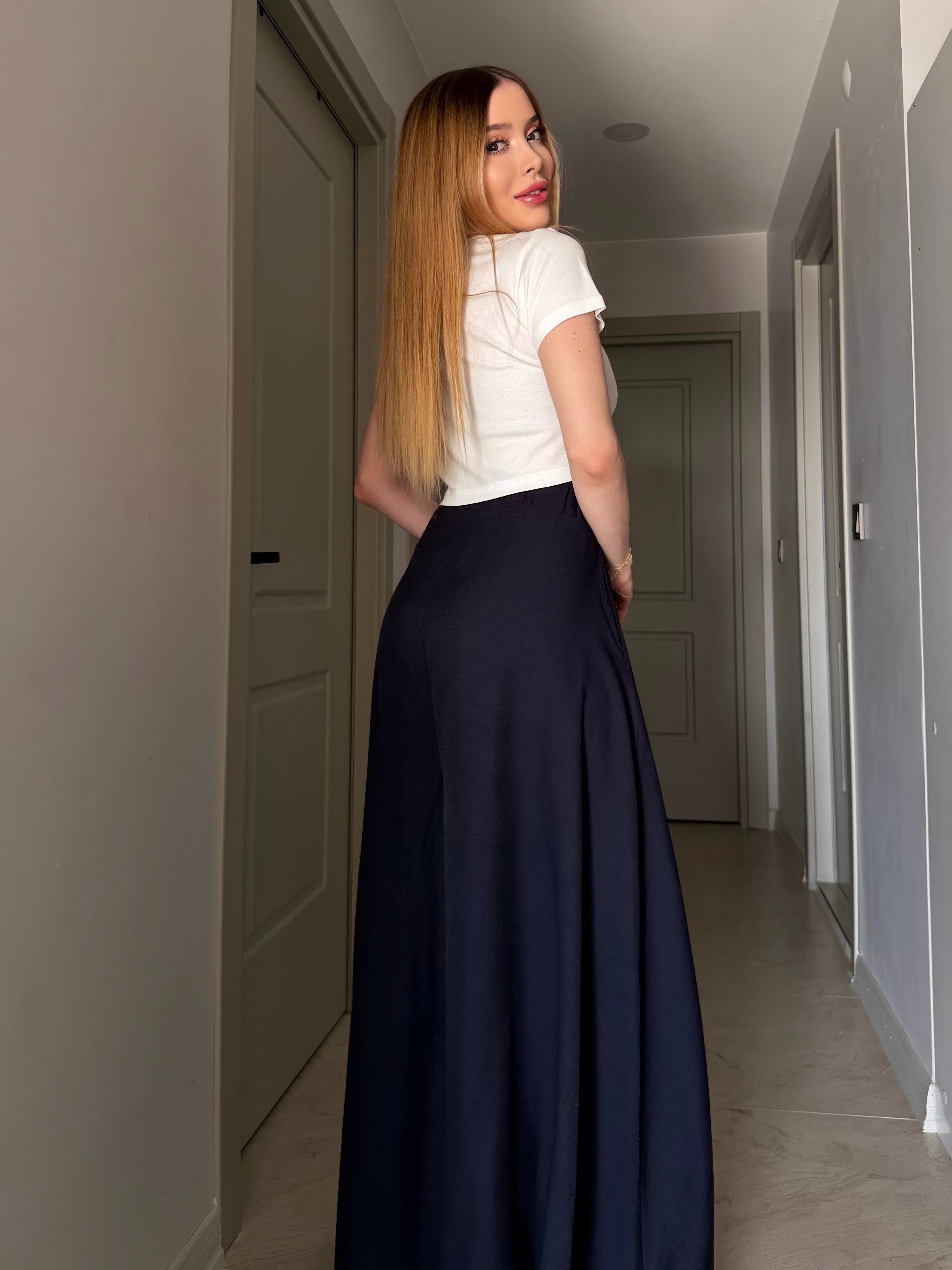 Yanları Cepli, Bağlama Detaylı SilkTouch Wide Elegance Pantolon