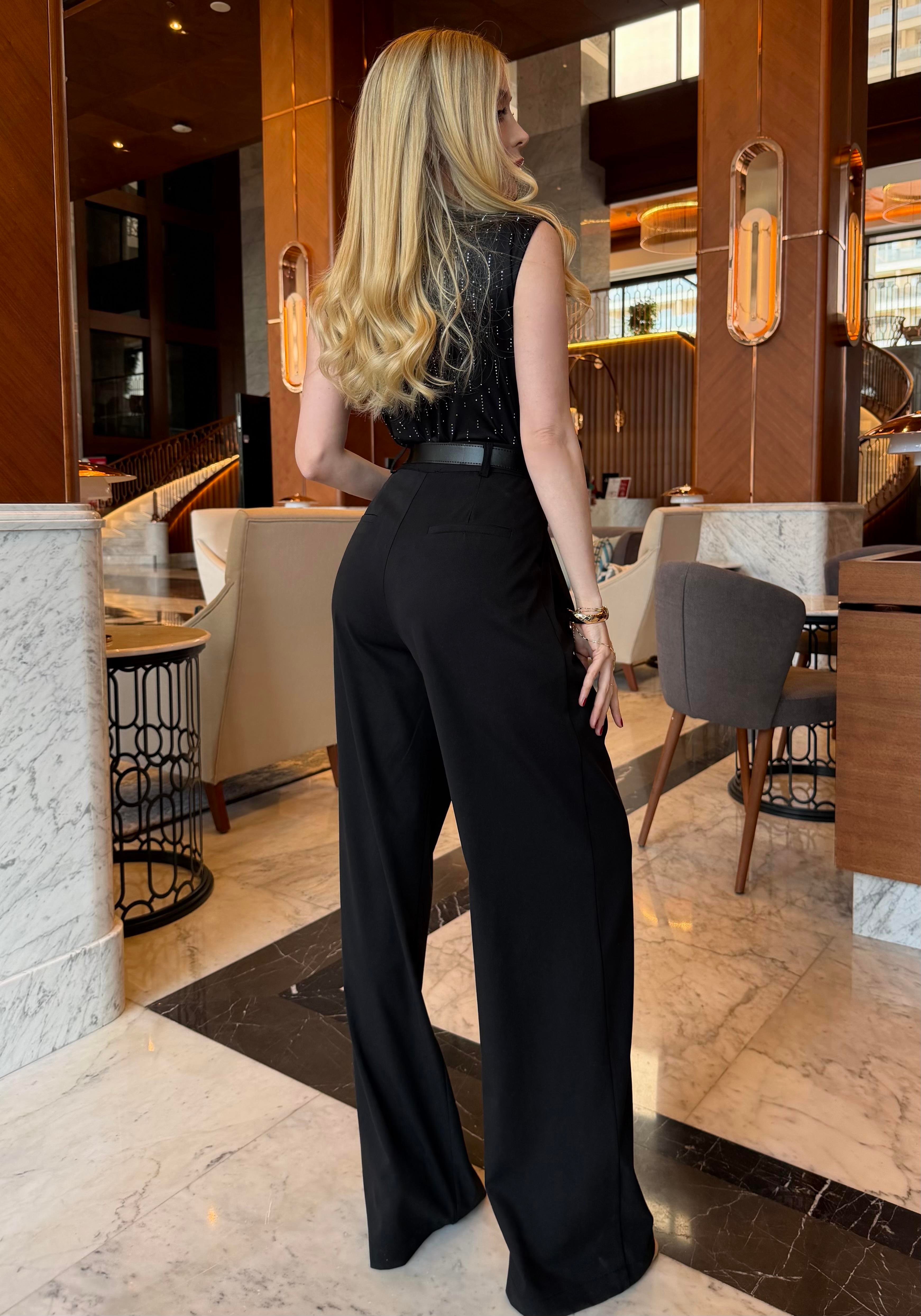 Yüksek Bel Luxe Form Kemerli Pantolon