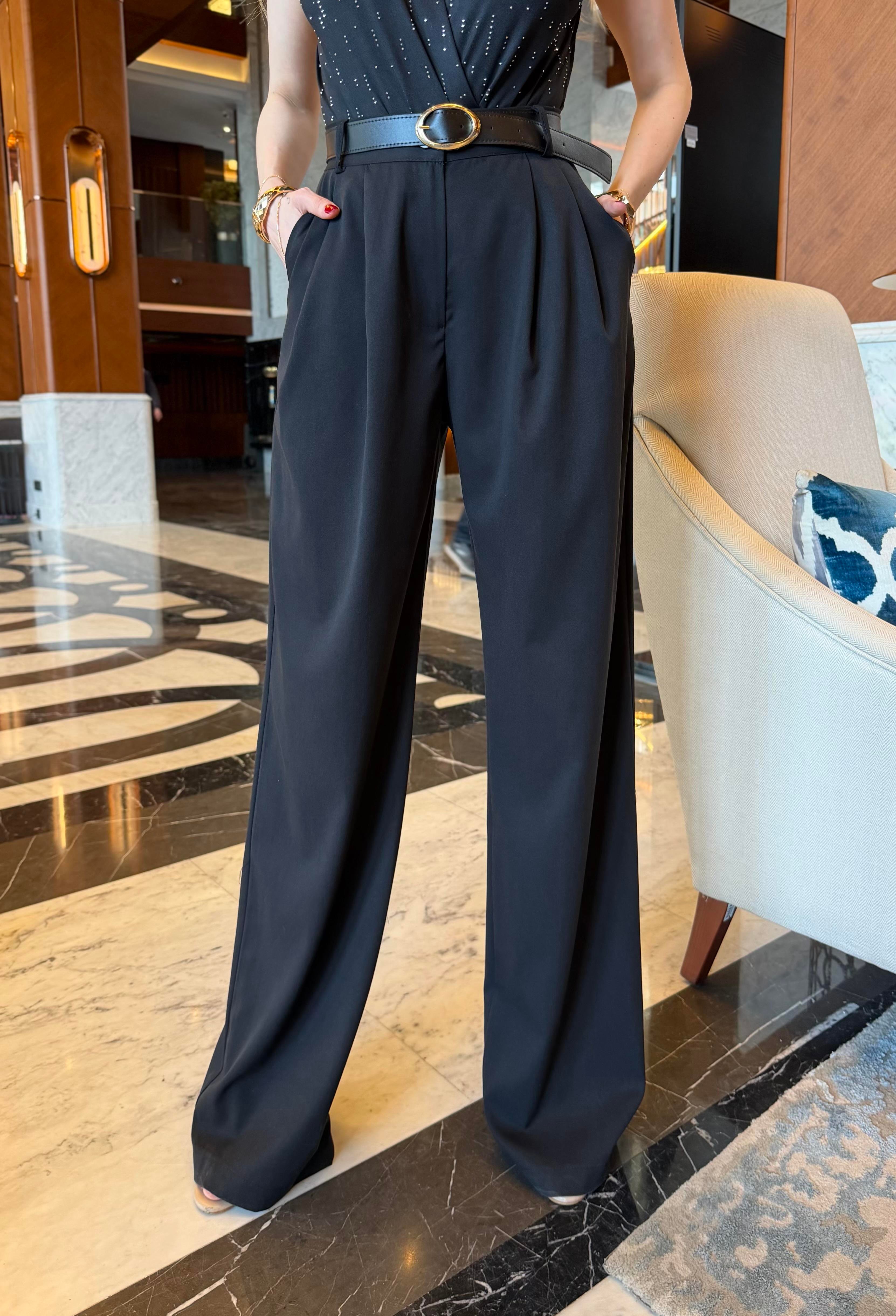 Yüksek Bel Luxe Form Kemerli Pantolon