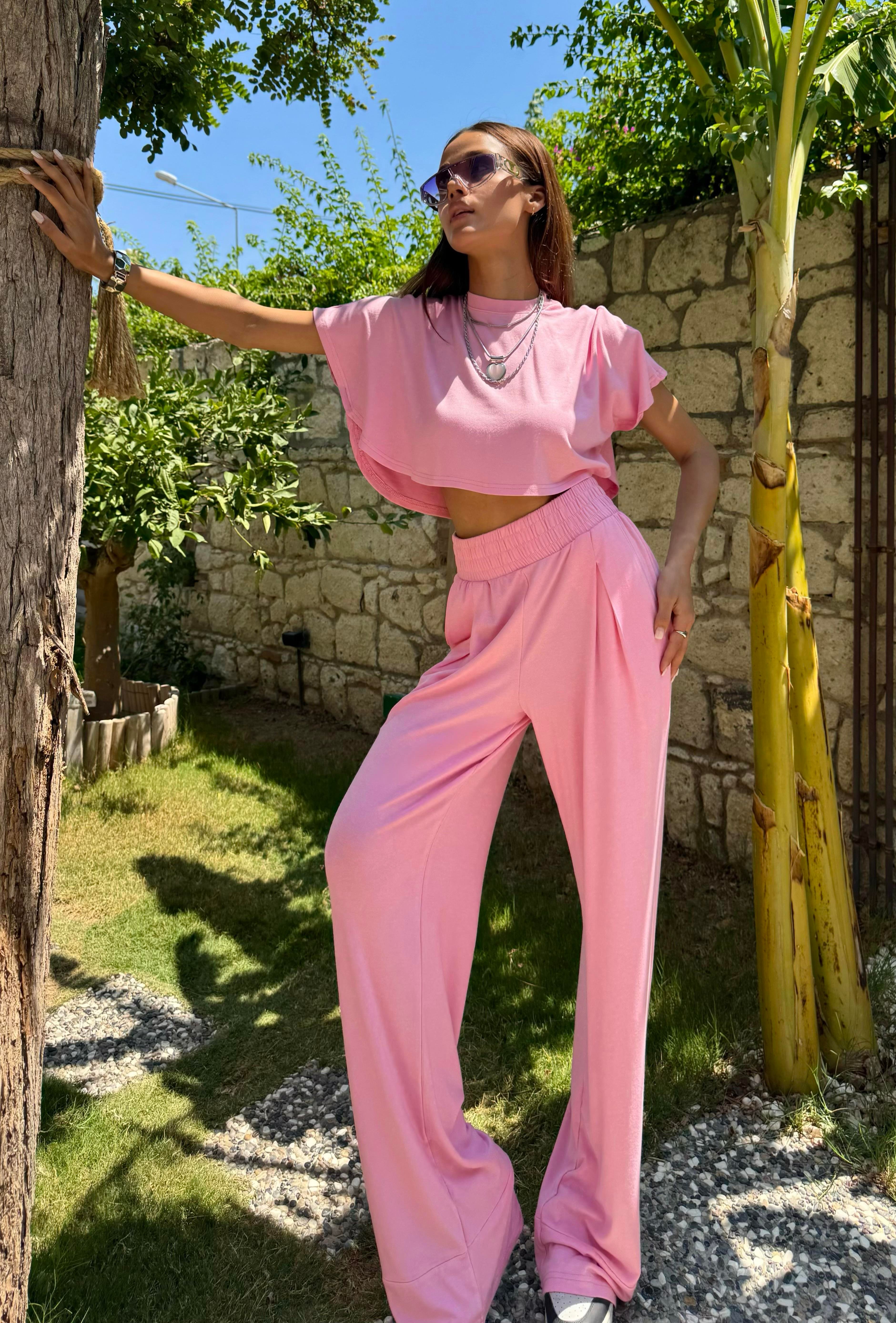 Yumuşacık Modal Kumaş Beli Lastikli Mila Takım