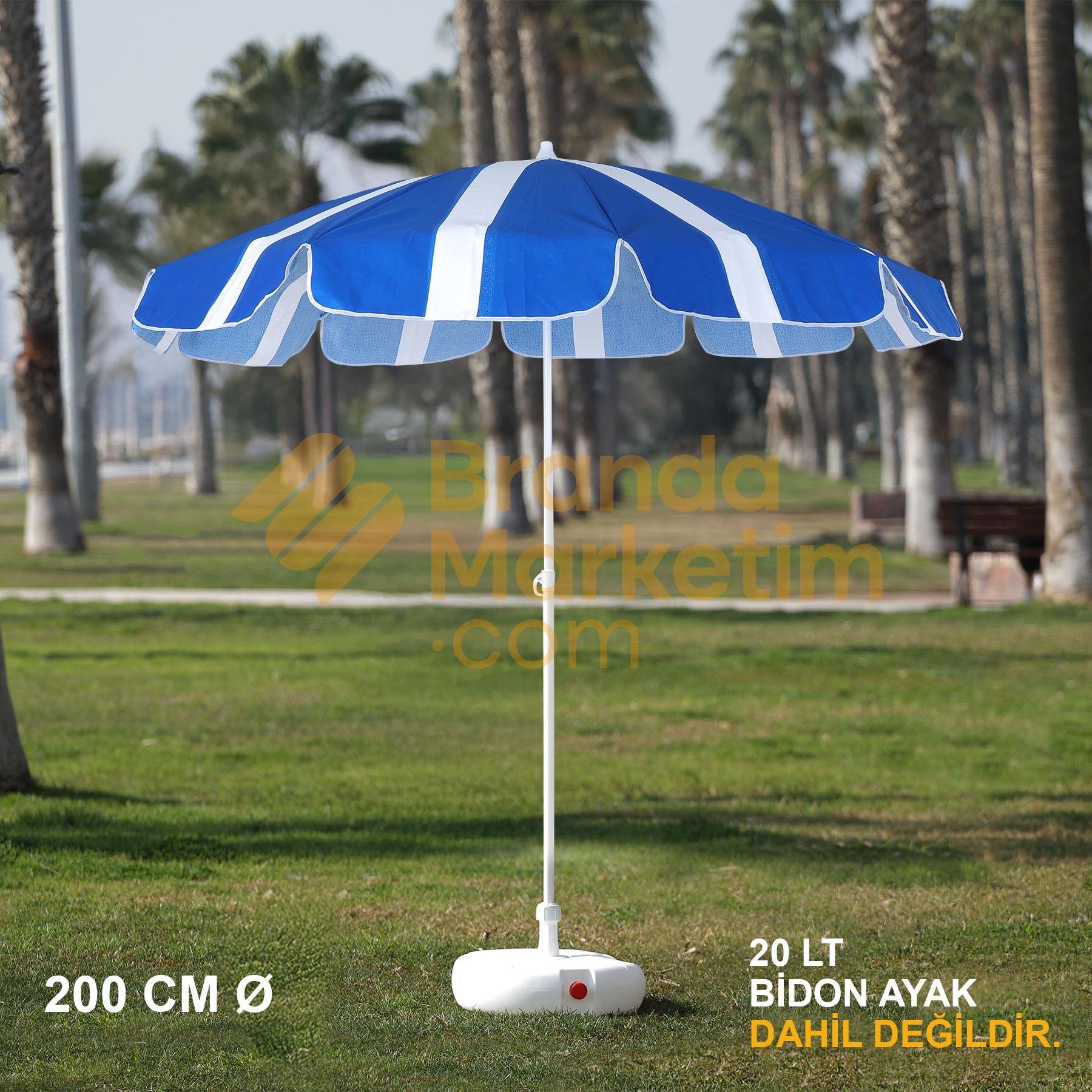 White Patterned Beach Umbrella 200 Cm Ø