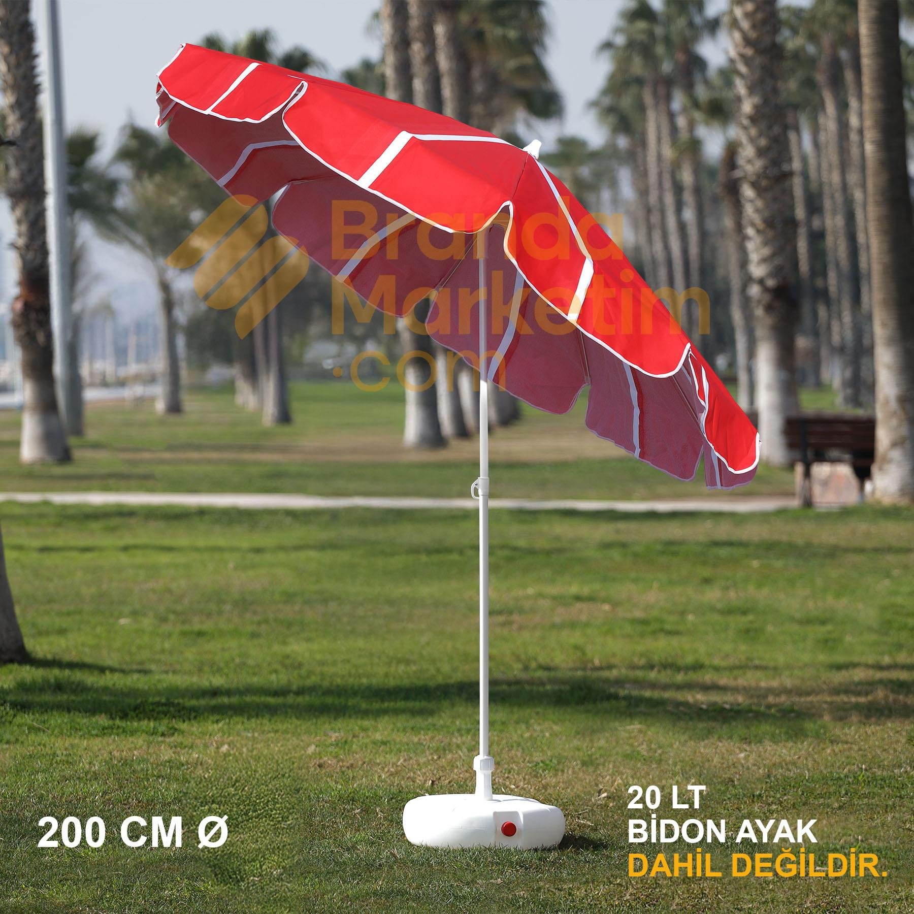 Red - White Beach Umbrella 200 Cm Ø