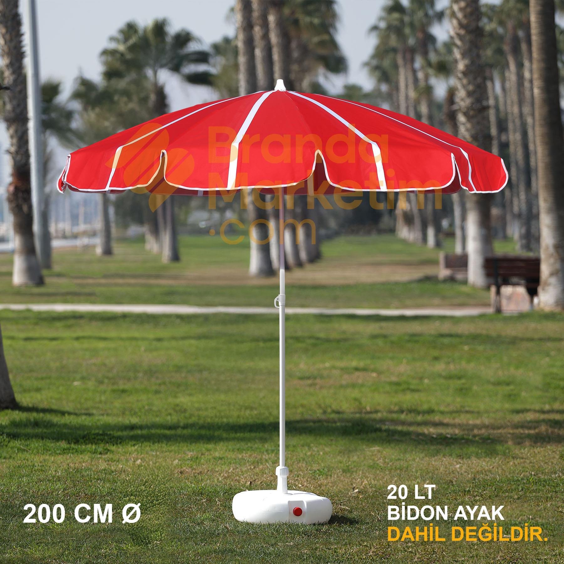 Red - White Beach Umbrella 200 Cm Ø