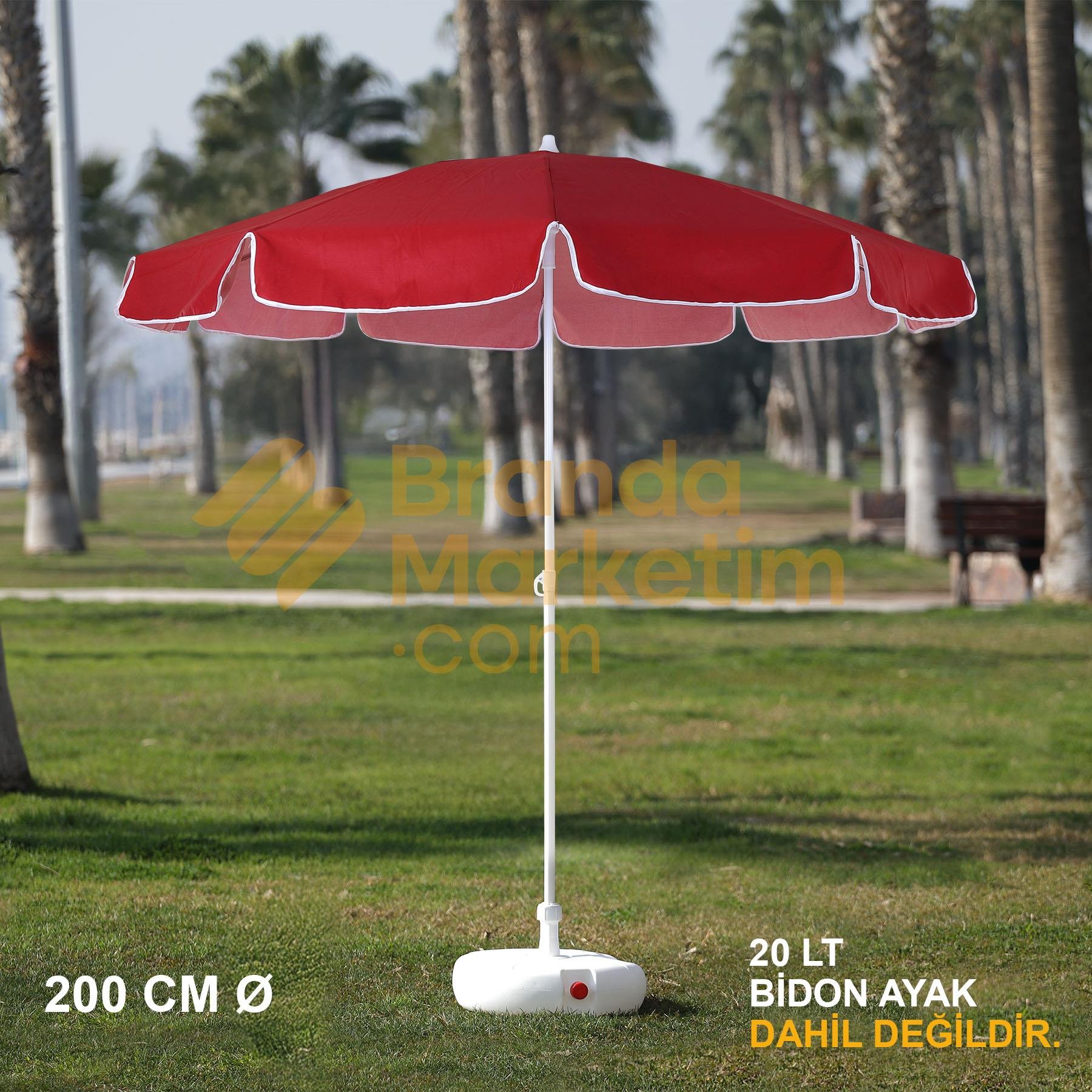 Thick Striped Red - White Beach Umbrella 200 Cm Ø