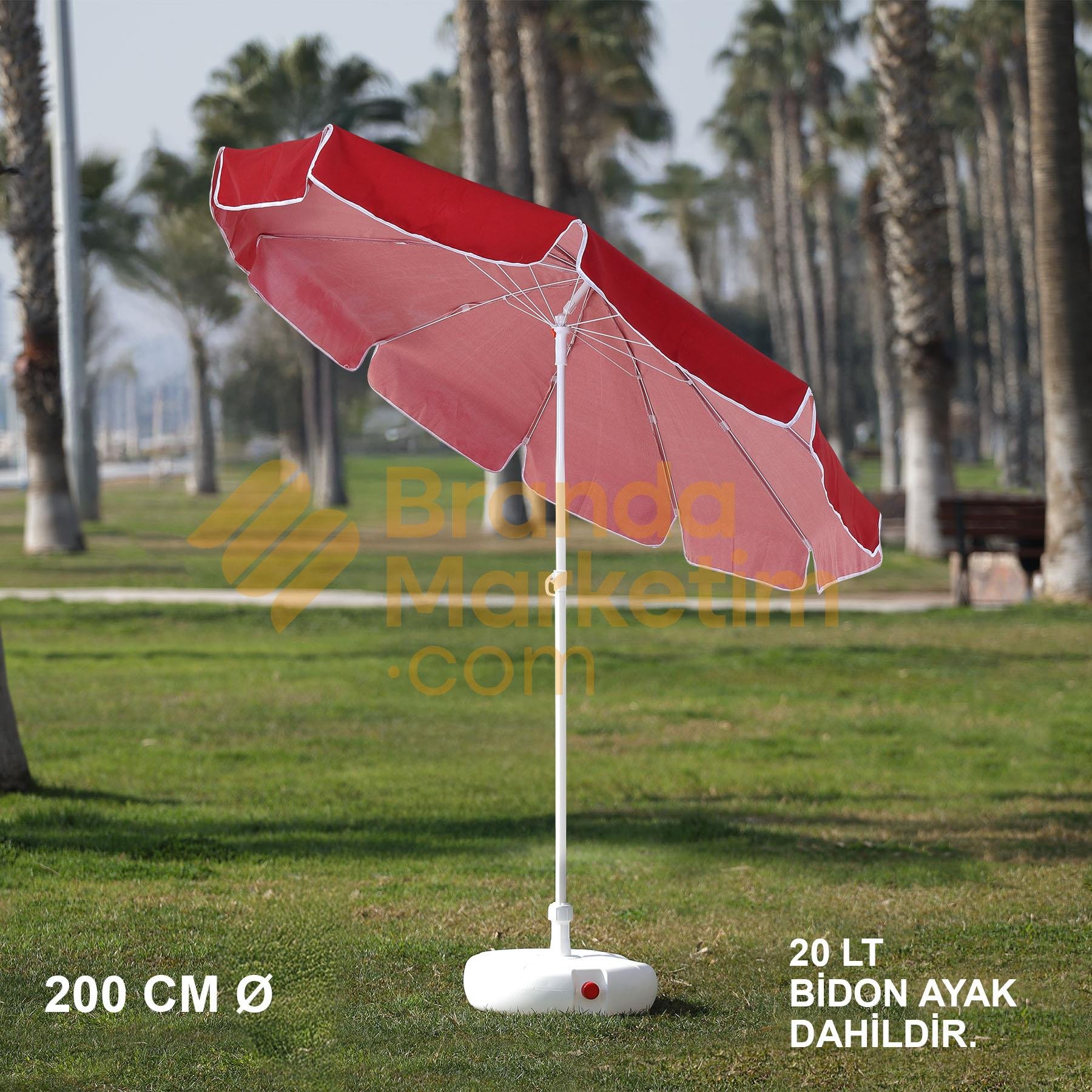 Thick Striped Red - White Beach Umbrella 200 Cm Ø (Including Foot)