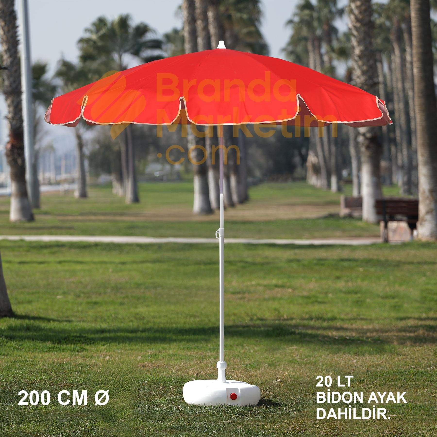 Kırmızı Plaj Şemsiyesi 200 Cm Ø (Bidon Ayak Dahil)