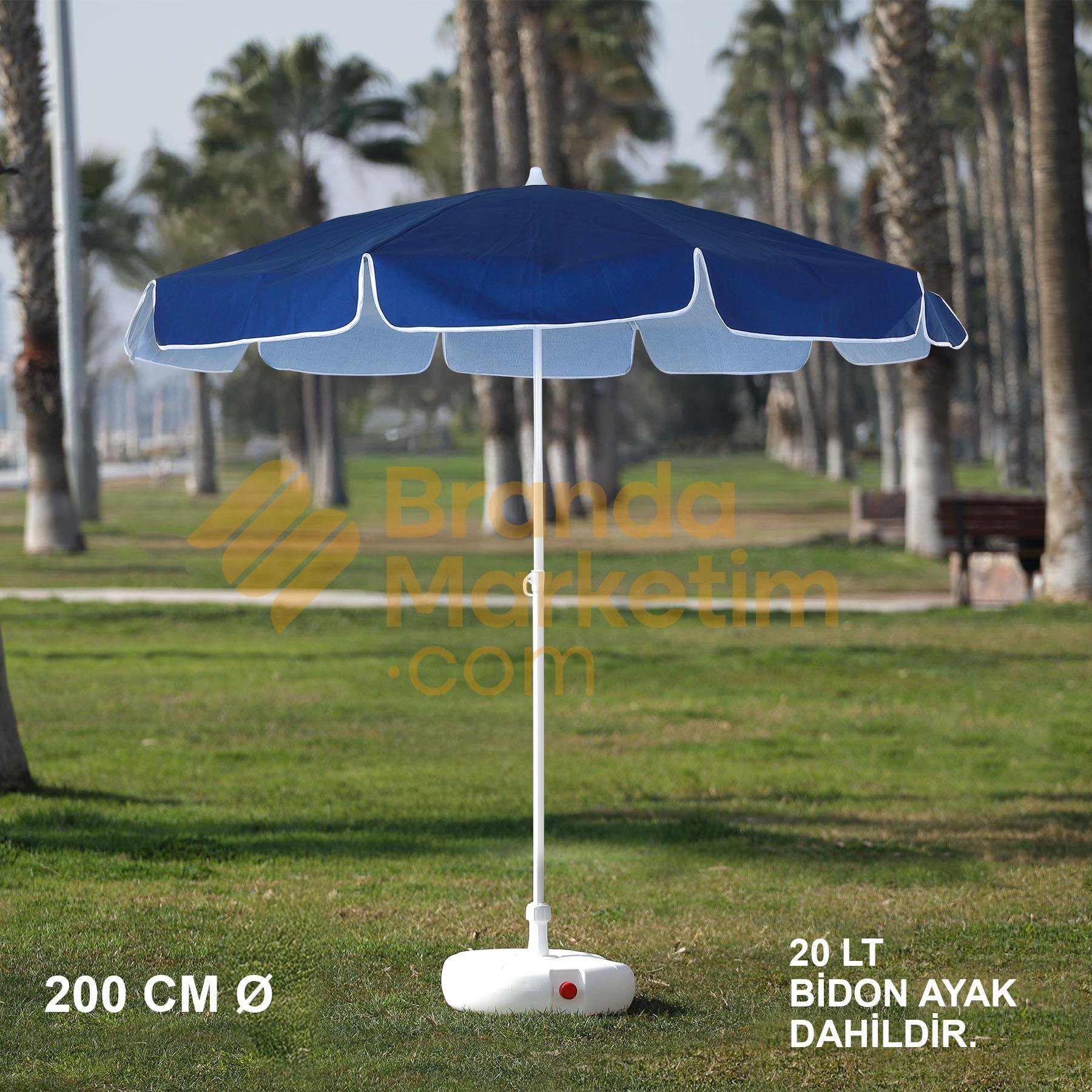 Cream - White Beach Umbrella 200 Cm Ø (Including Foot)