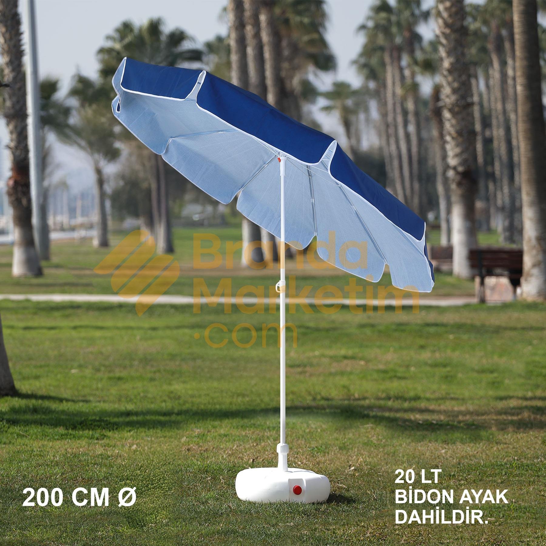 Cream - White Beach Umbrella 200 Cm Ø (Including Foot)