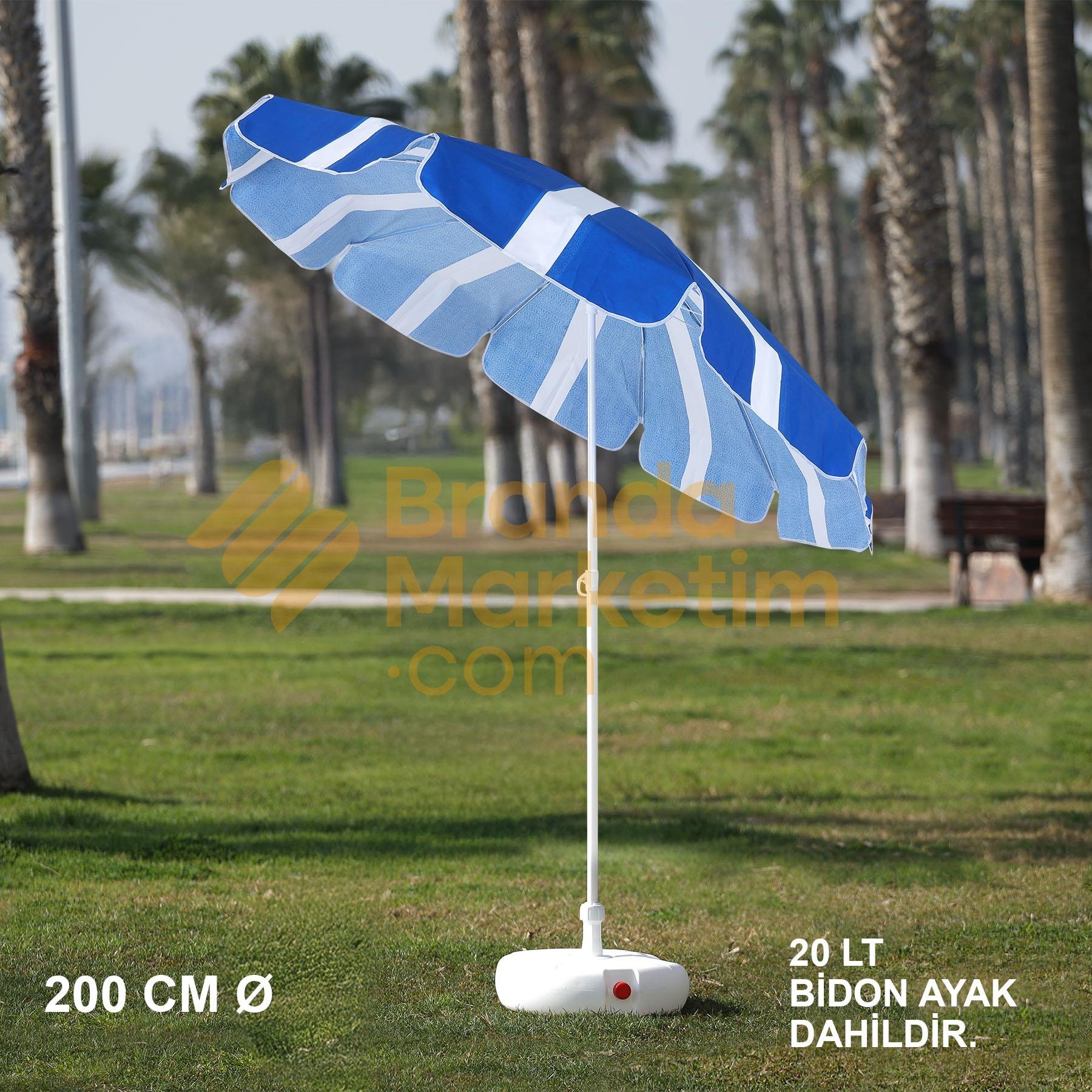 White Patterned Beach Umbrella 200 Cm Ø (Including Foot)