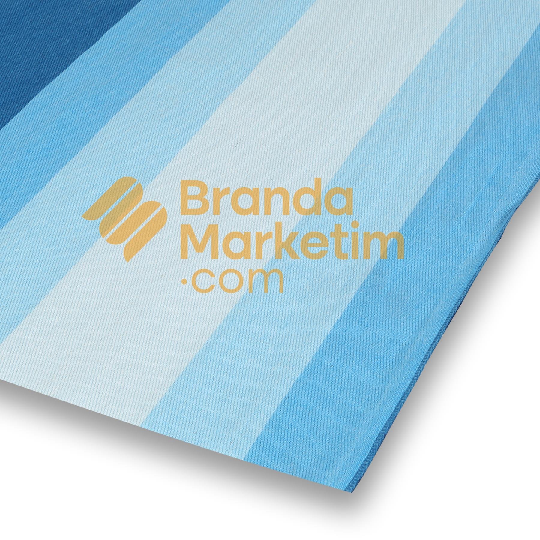 Cotton Balcony Tarpaulin/Light Blue-White Striped