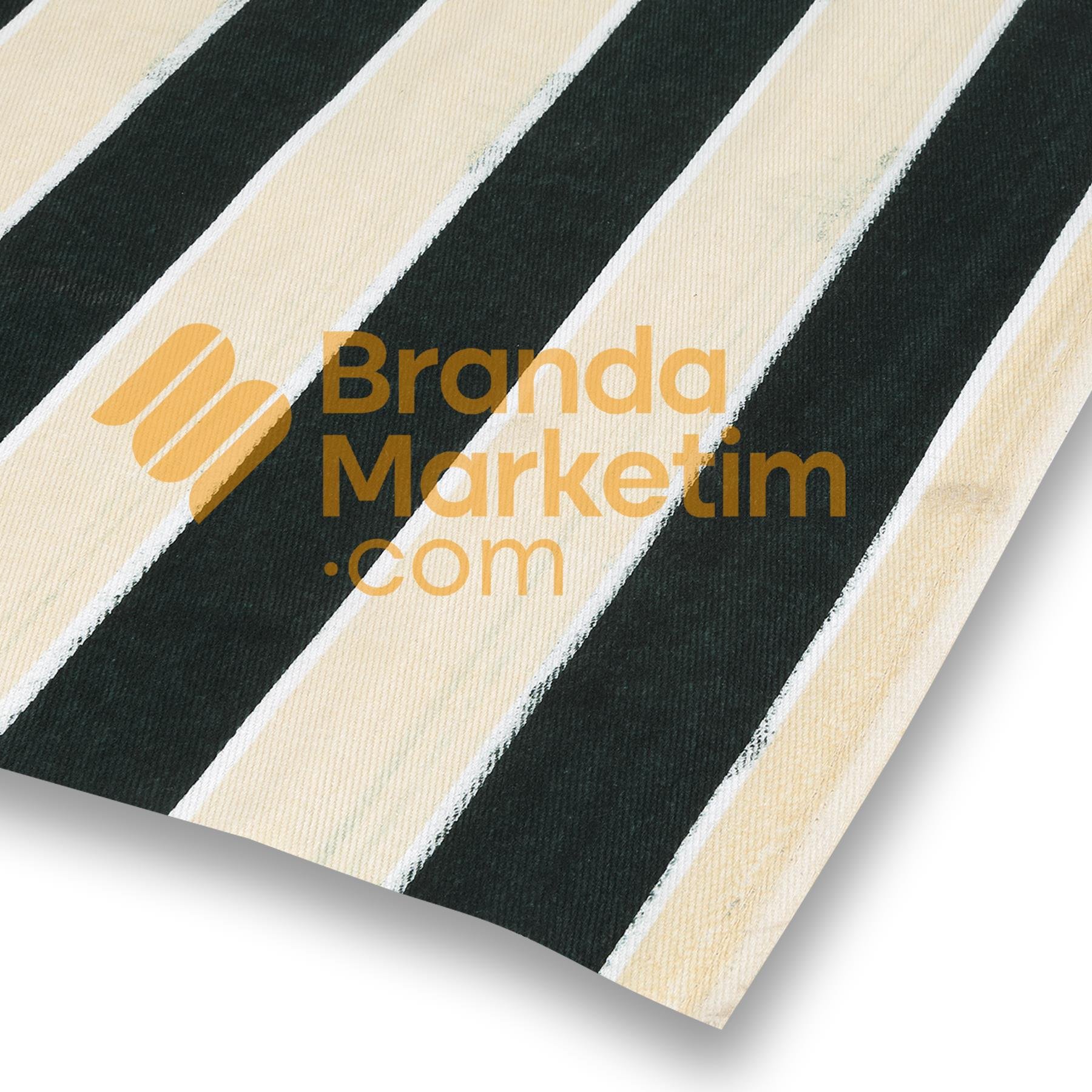 Cotton Balcony Tarpaulin/Cream-Dark Green Striped