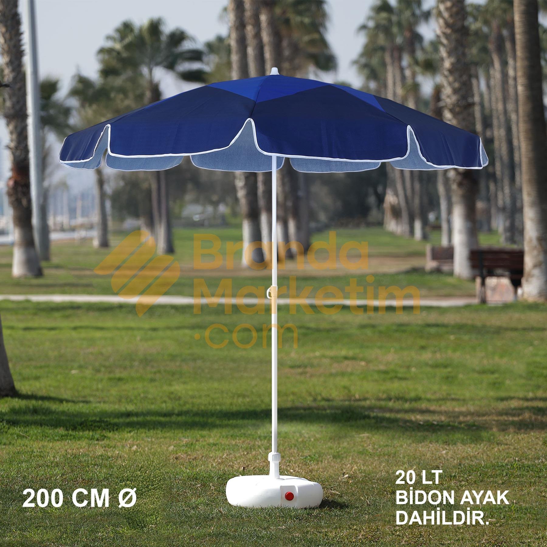 Black Beach Umbrella 200 Cm Ø (Including Foot)