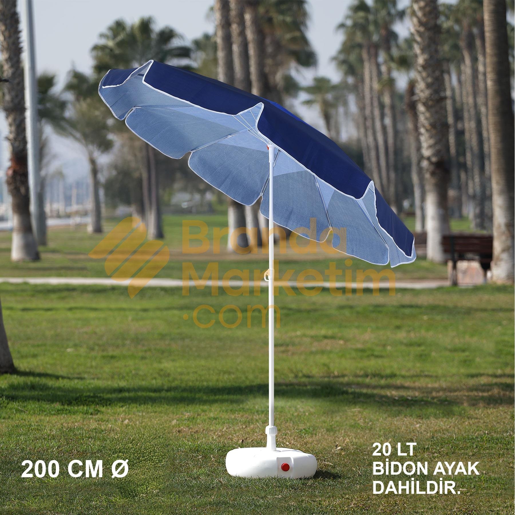 Black Beach Umbrella 200 Cm Ø (Including Foot)
