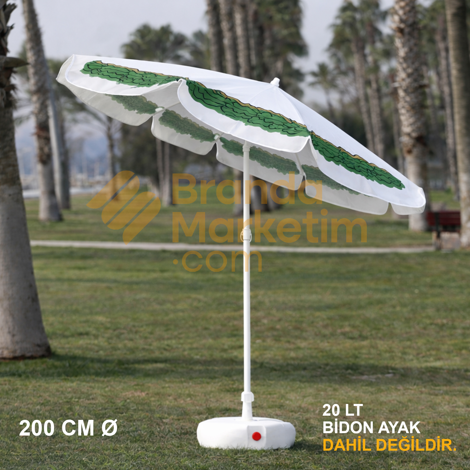 Yaprak Desenli Plaj Şemsiyesi 200 Cm Ø 