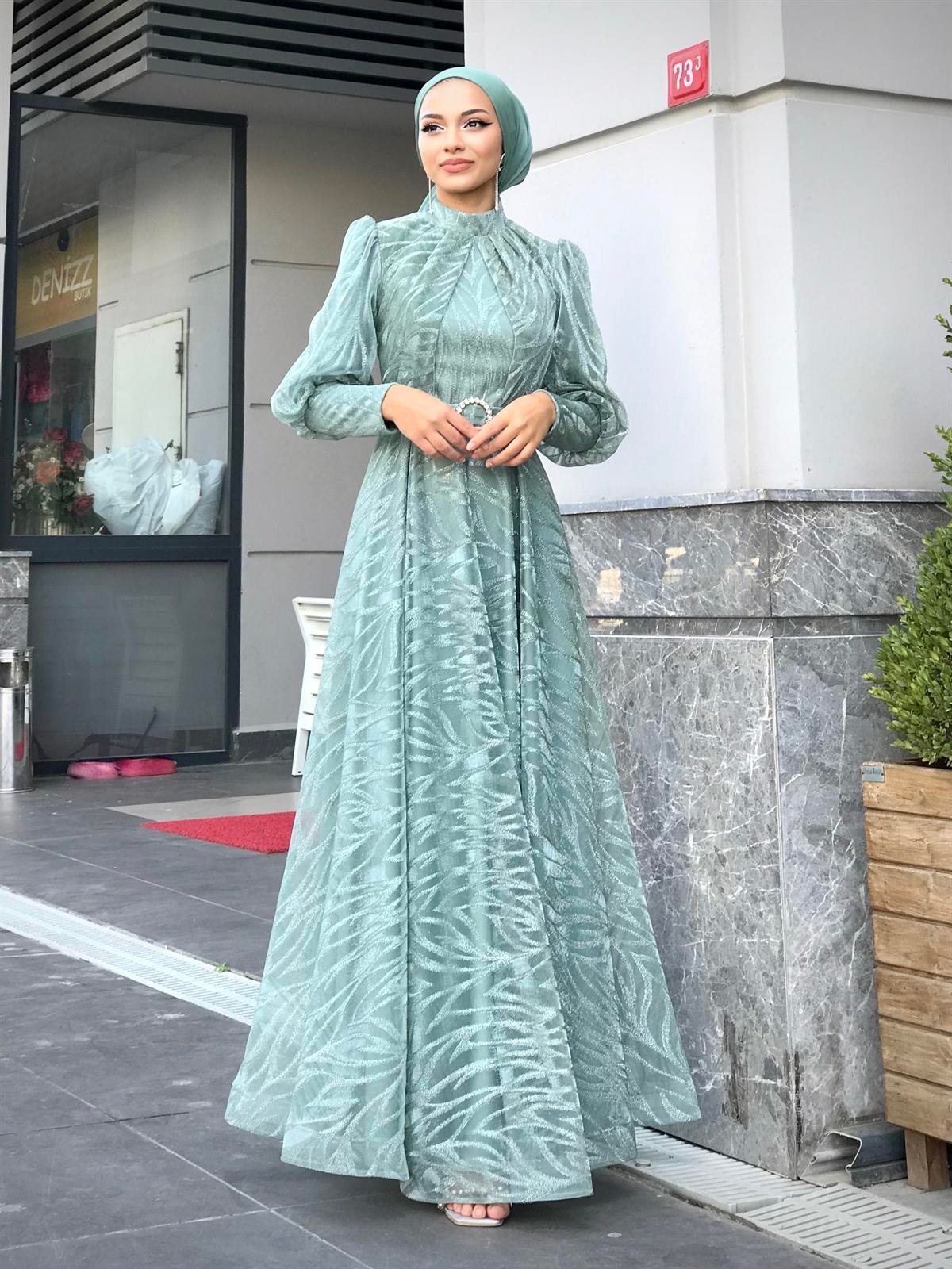 Asena Karpuz Kol Abiye Mint