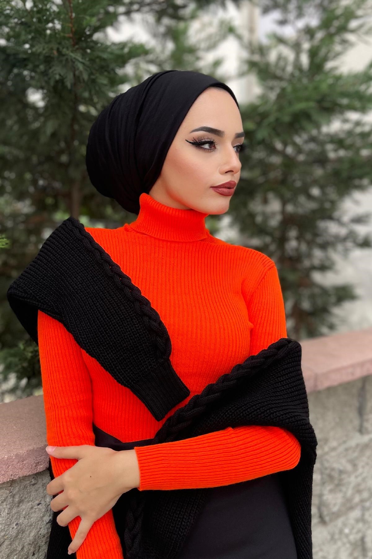 Balıkçı Triko Kazak Turuncu