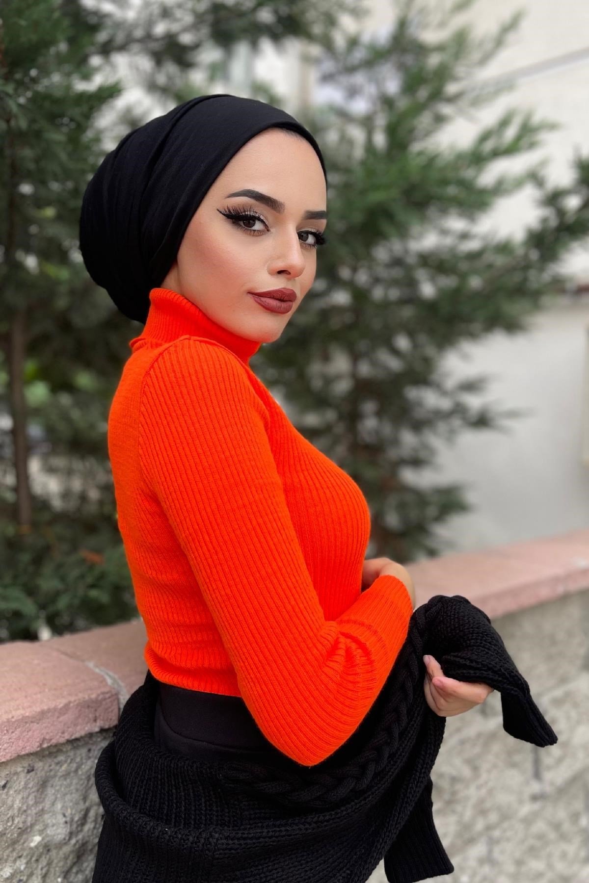 Balıkçı Triko Kazak Turuncu