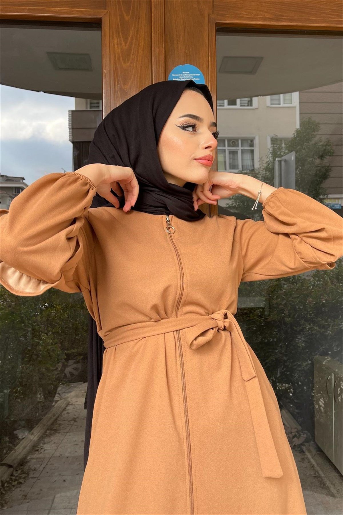 Boydan Fermuarlı Fırfırlı Kap Sütlükahve
