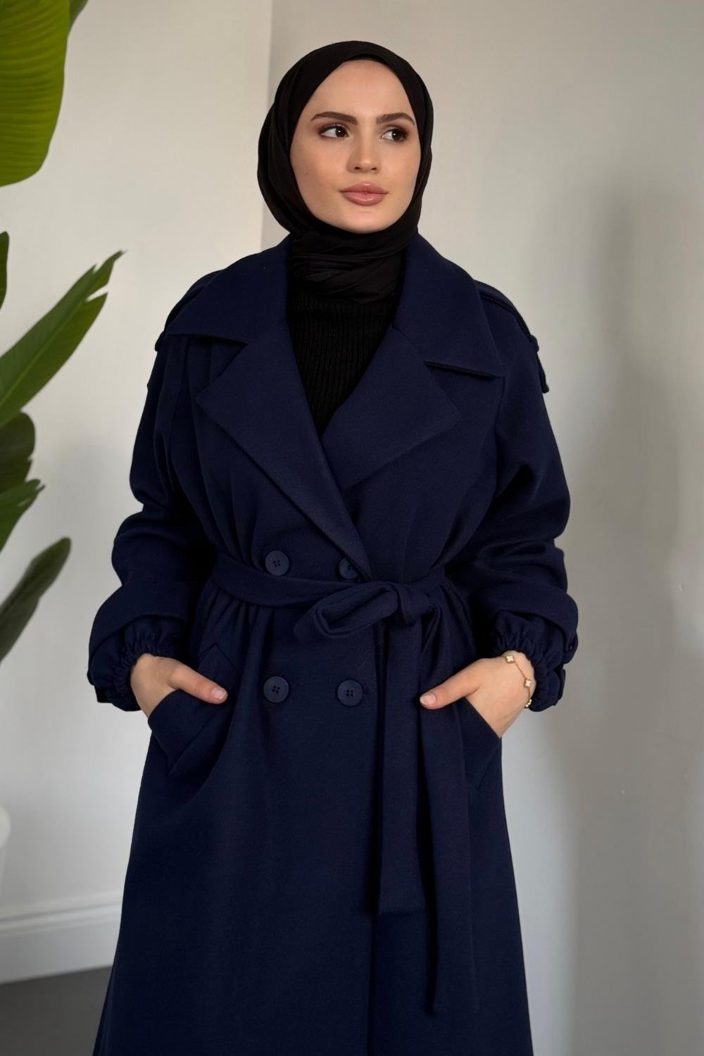 Camora Astarlı Kaşe Kaban Lacivert