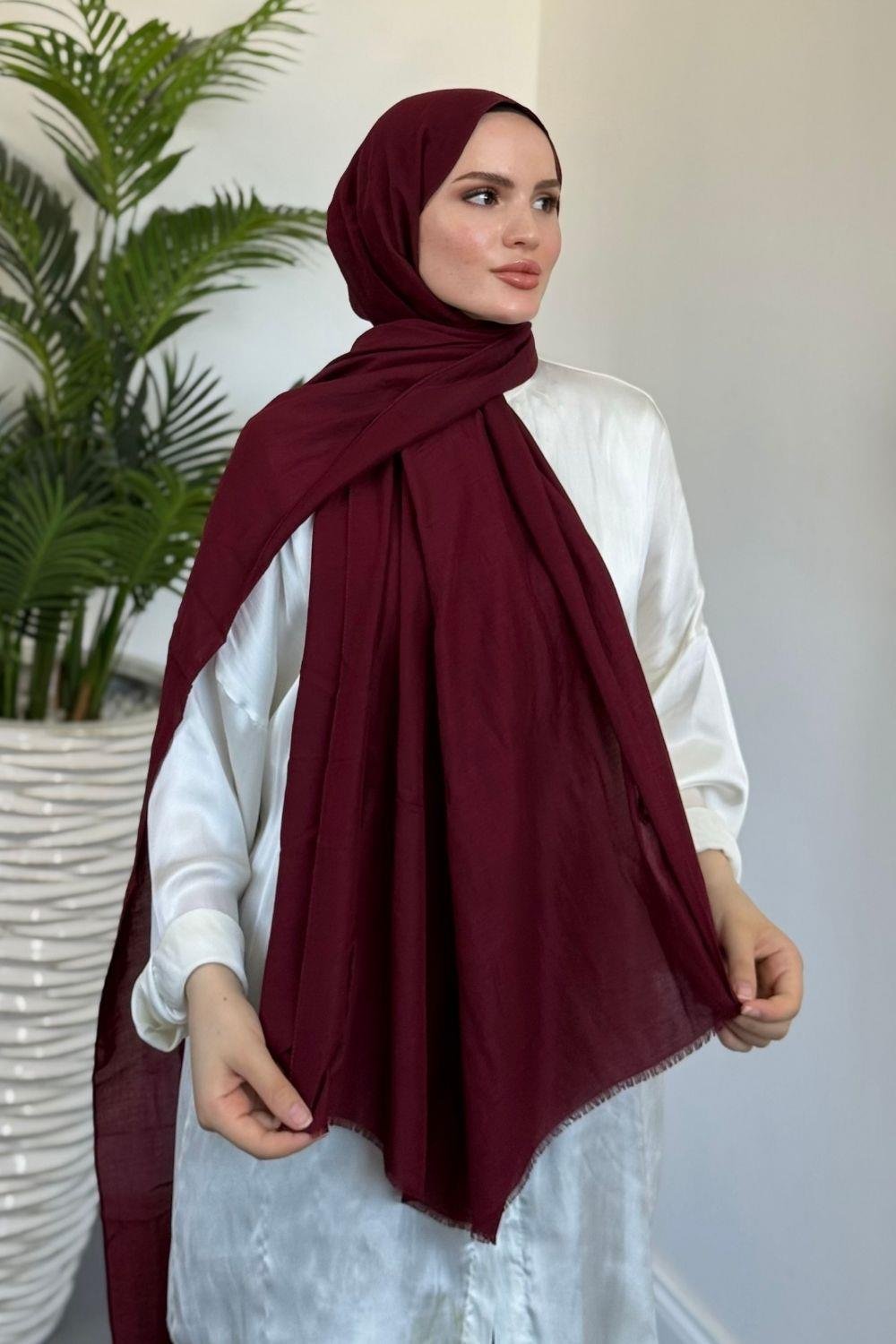 Comfort Pamuk Vual Şal Bordo