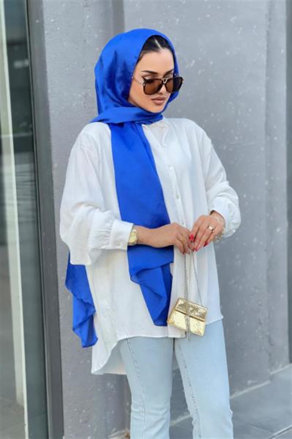 Düğmeli Pamuk Tunik Beyaz STANDART