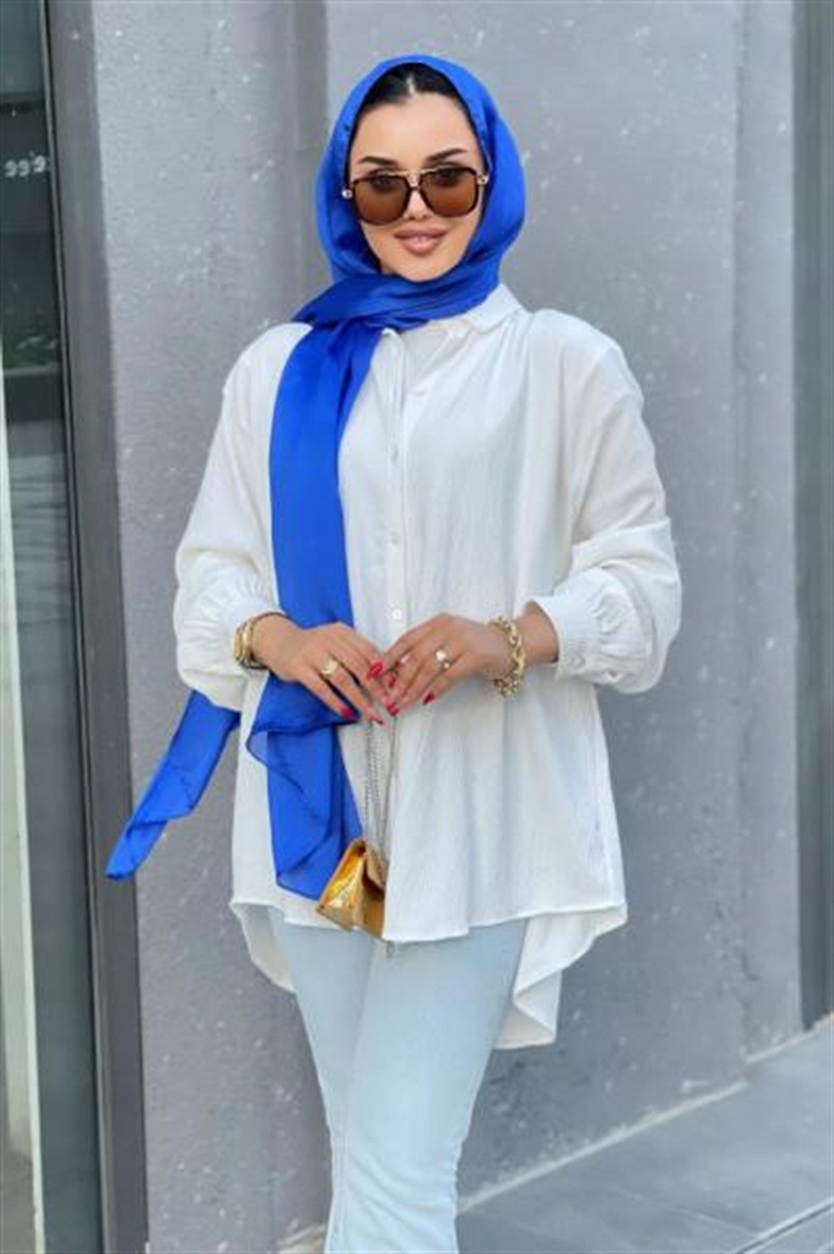 Düğmeli Pamuk Tunik Beyaz STANDART