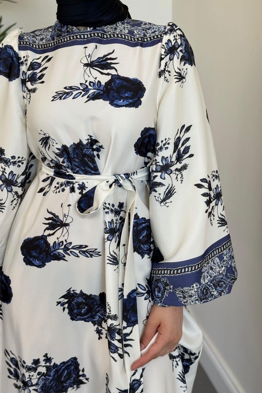 Ellarose Saten Elbise Lacivert
