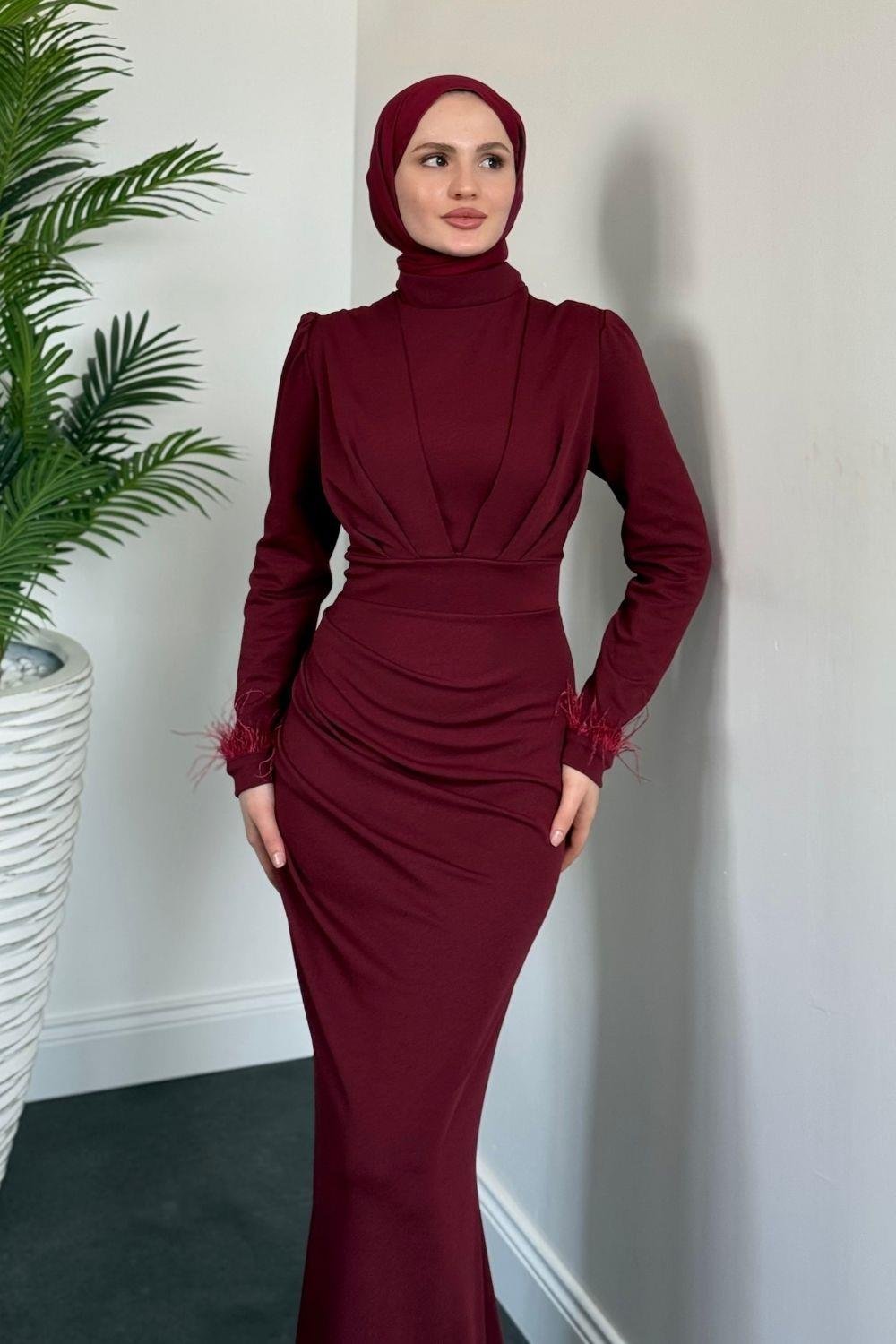 Estella Kuyruklu Balık Abiye Bordo