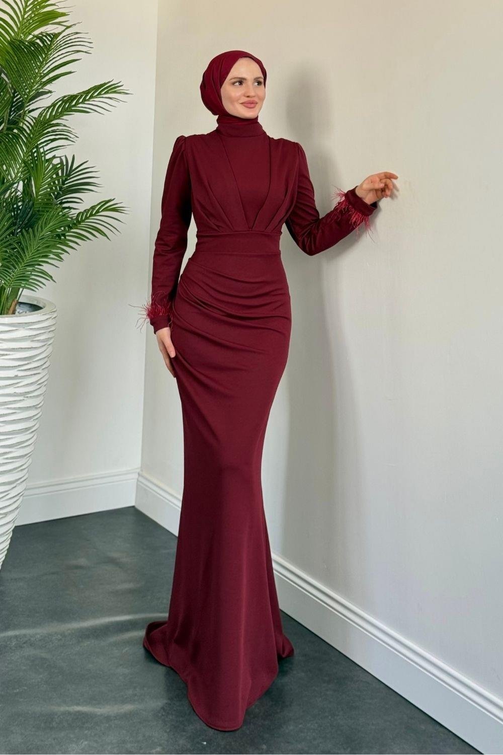 Estella Kuyruklu Balık Abiye Bordo