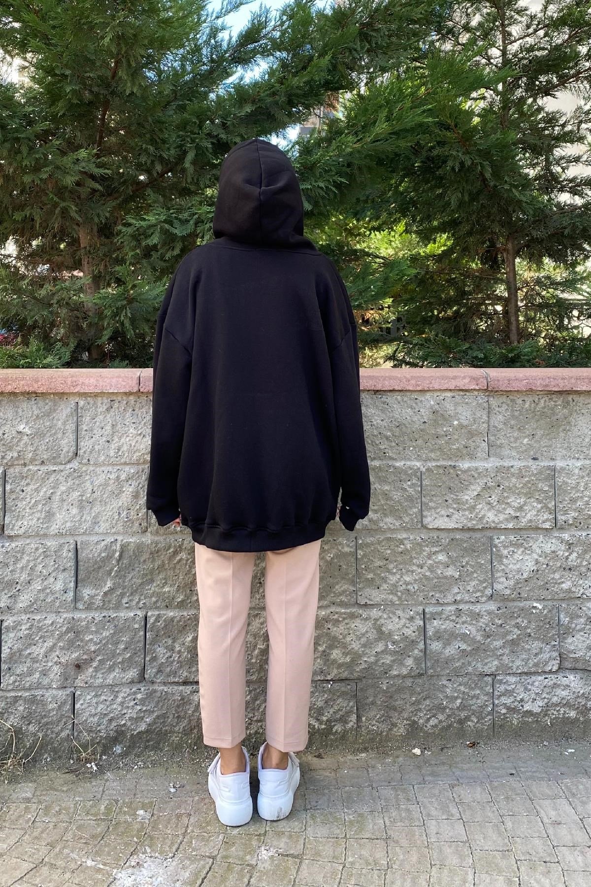 Fermuarlı Sweat Siyah