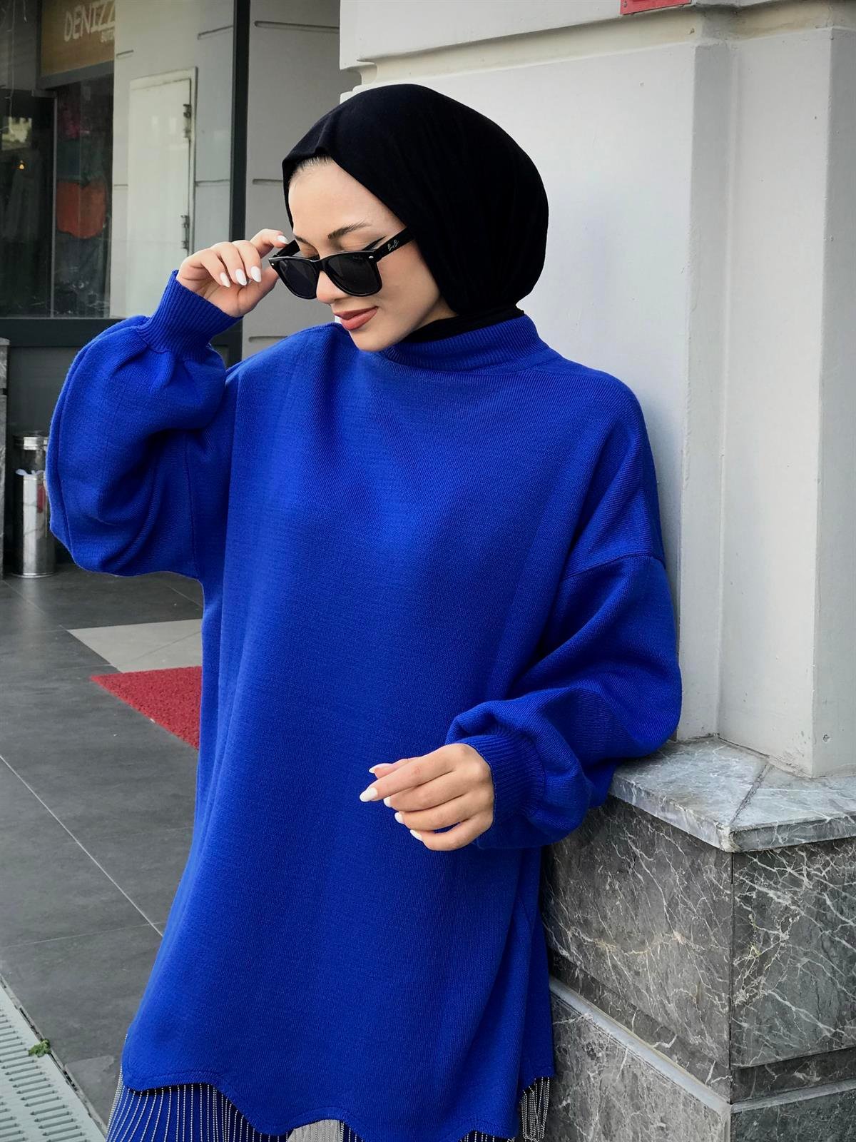 Firuze Triko Takım Saks