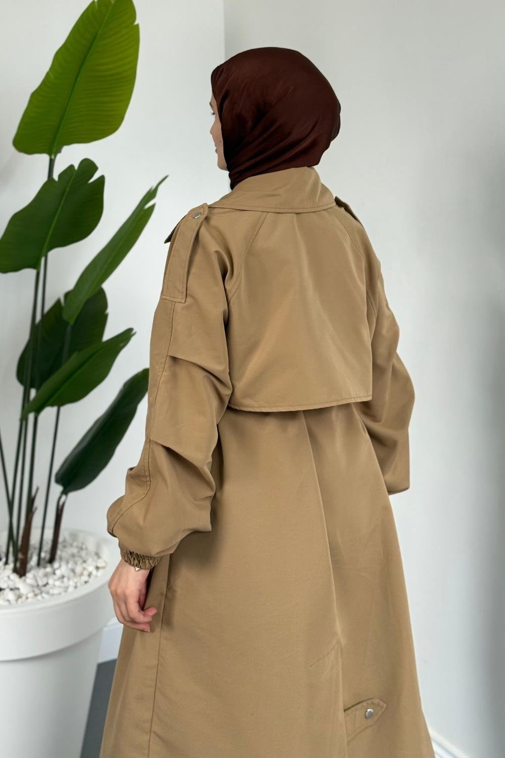 Haggy Çıtçıtlı Trençkot Camel