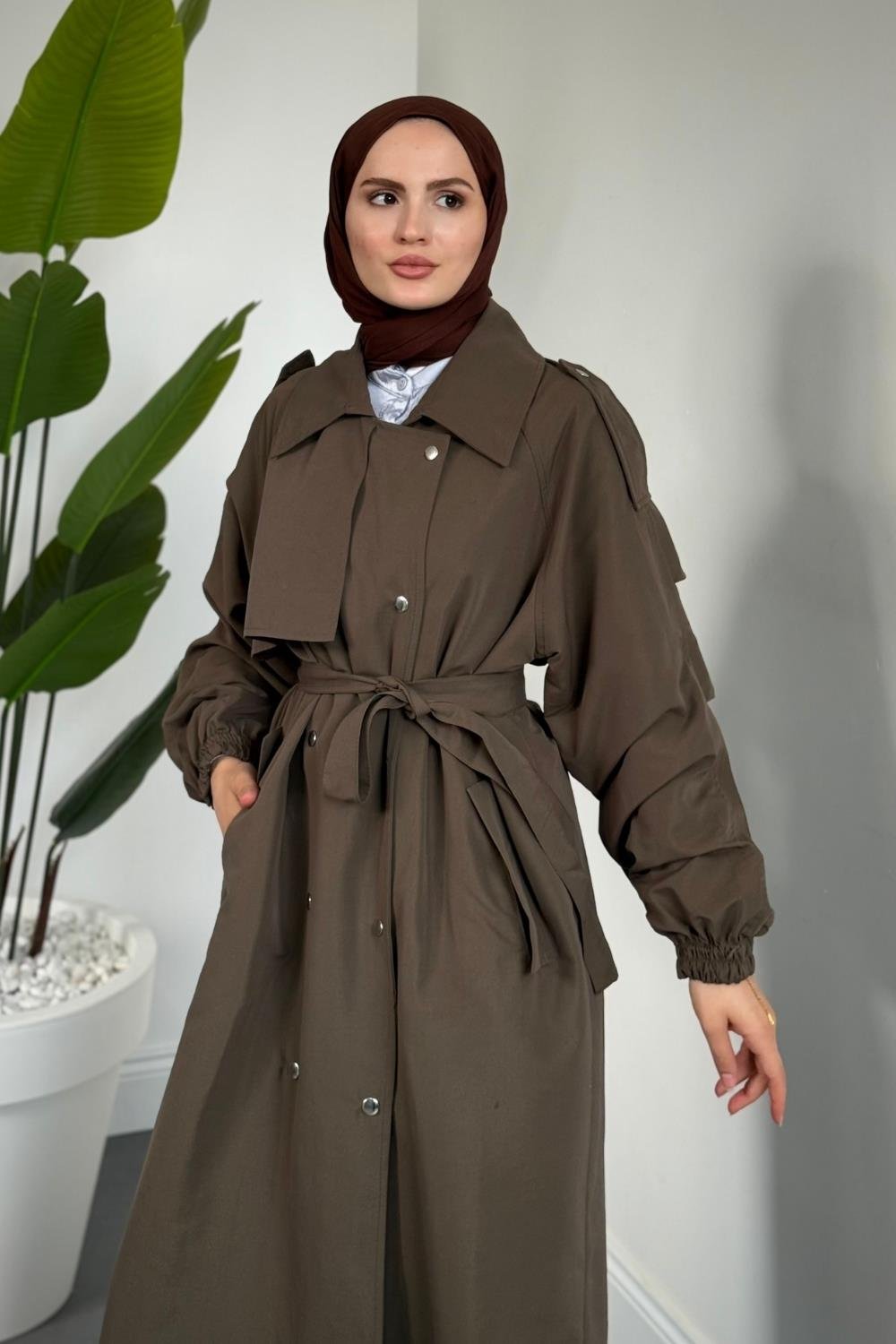 Haggy Çıtçıtlı Trençkot Haki