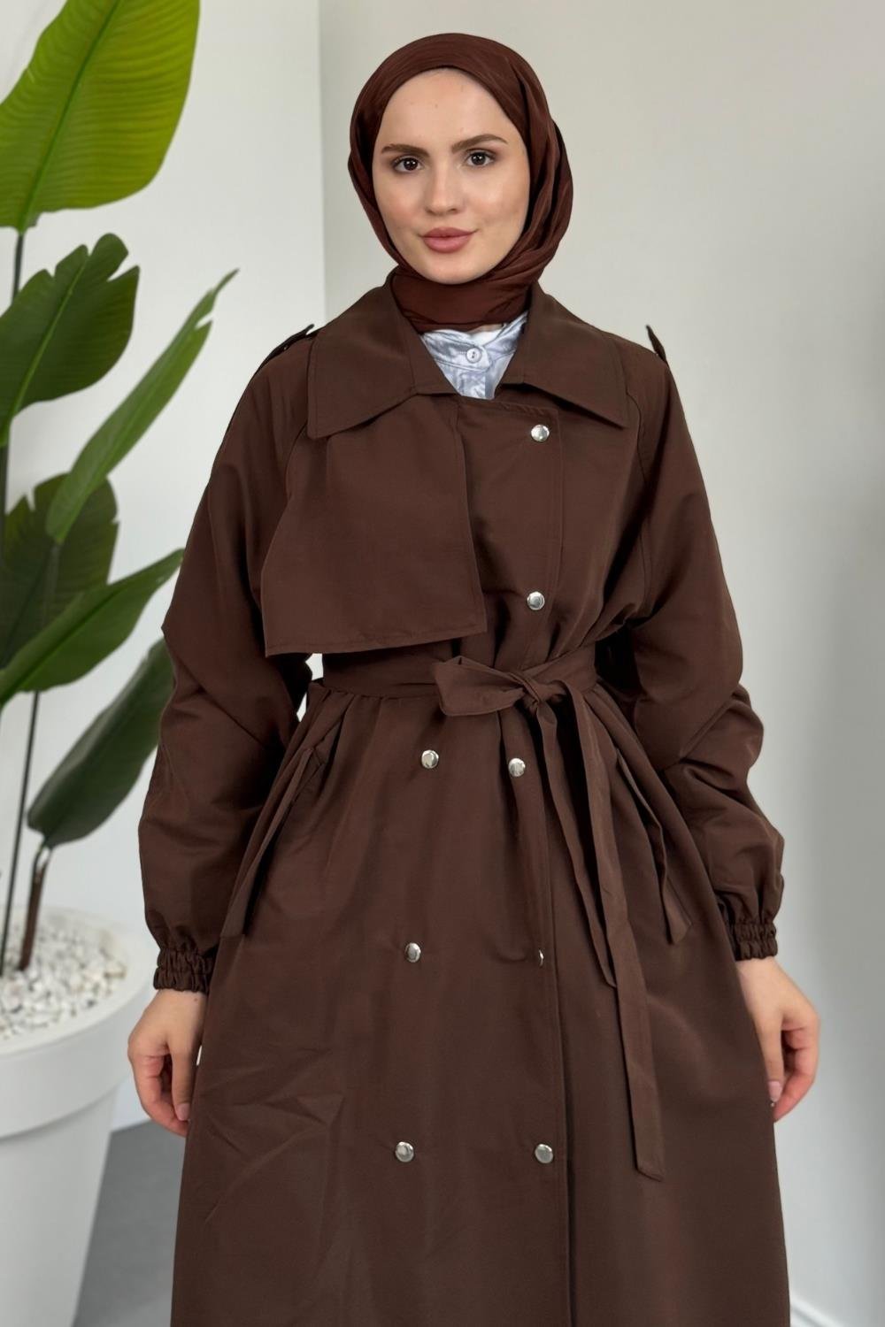 Haggy Çıtçıtlı Trençkot Kahverengi
