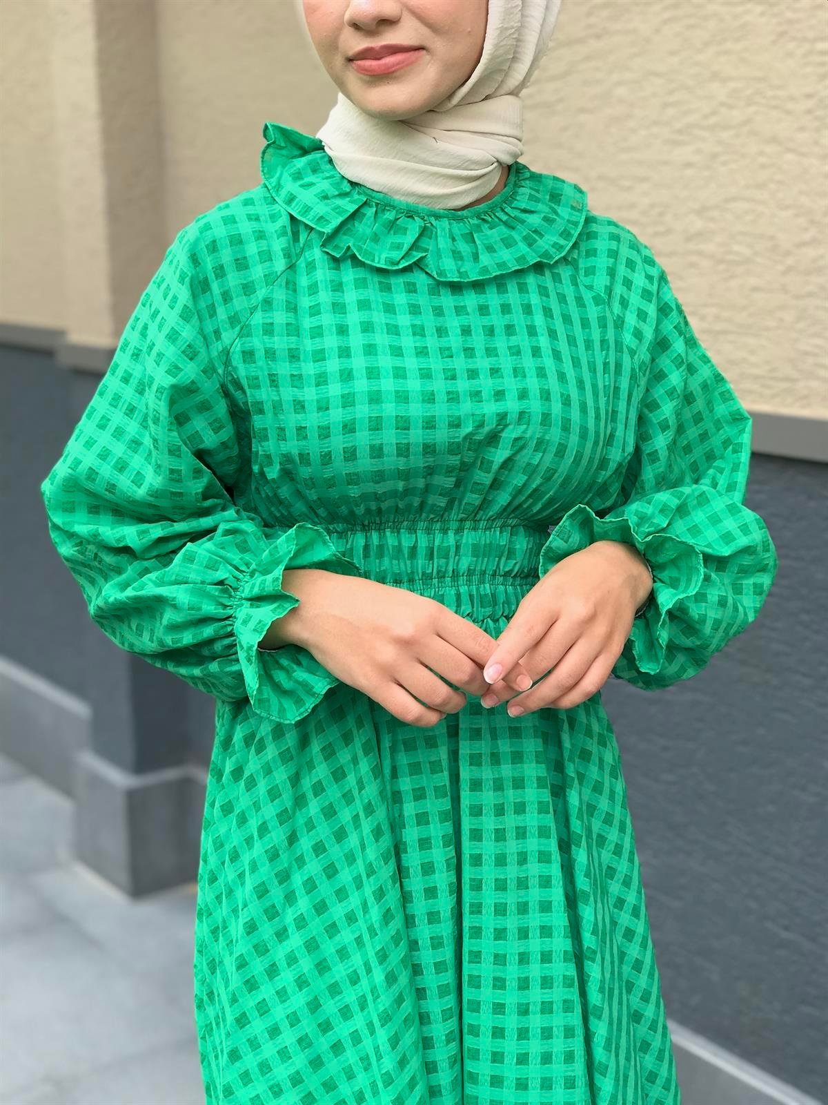 Heidi Pötikare Bebe Yaka Elbise Yeşil