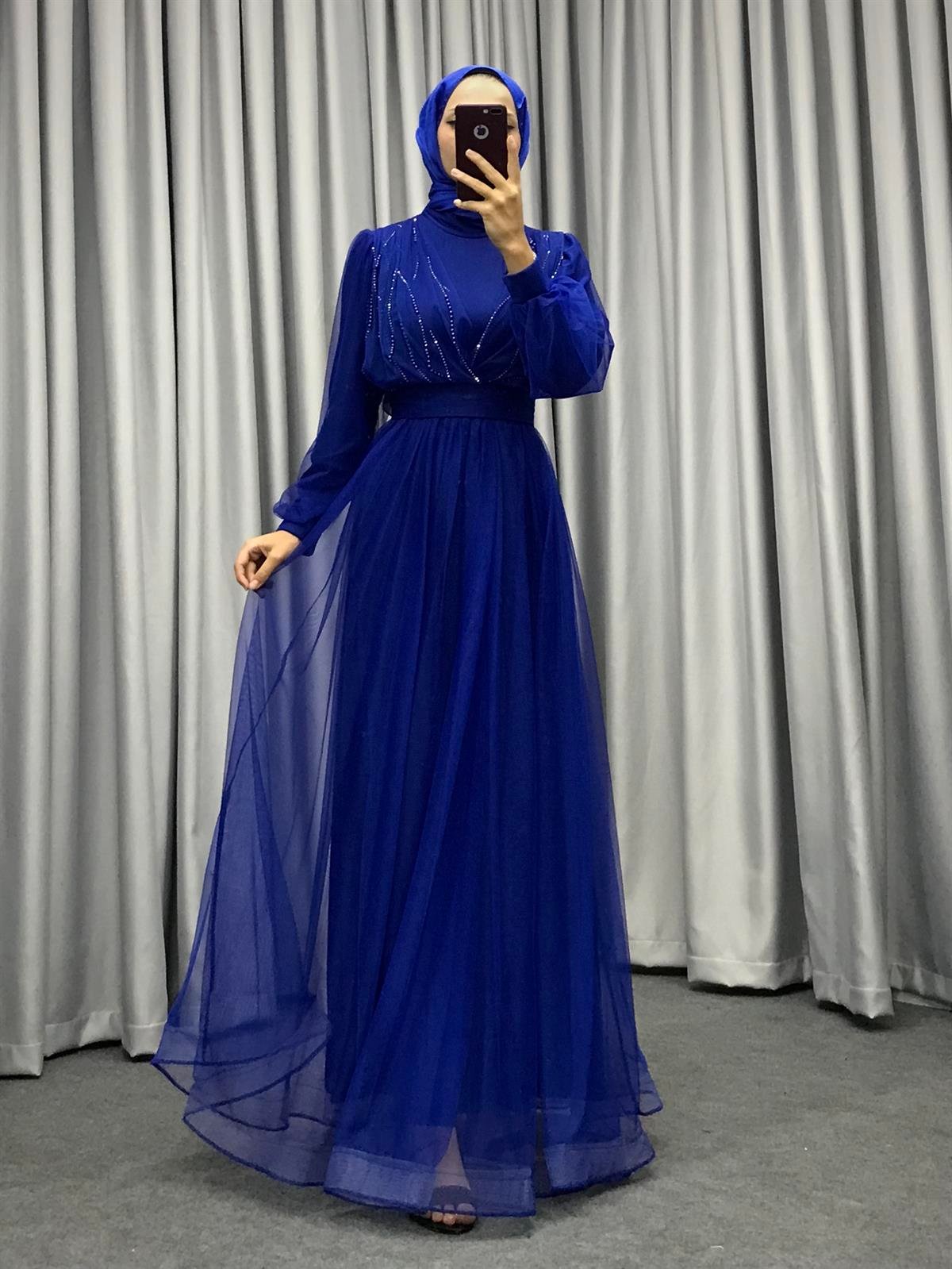 Helena Önü Taşlı Abiye Saks