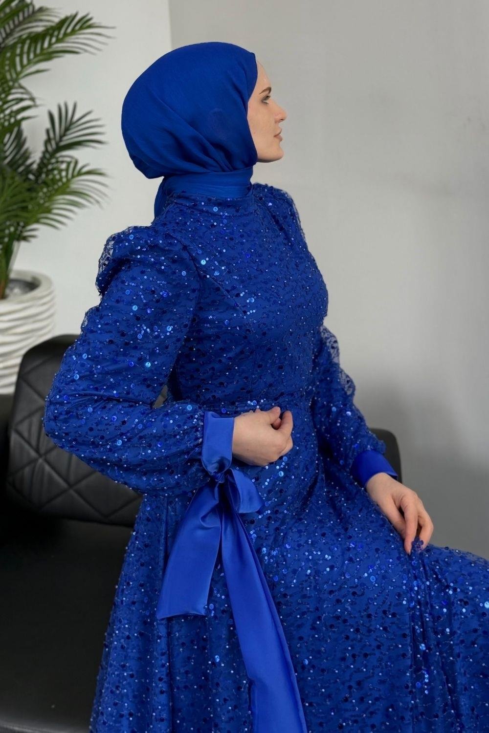 Hilly Kolları Fiyonk Saten Abiye Sax