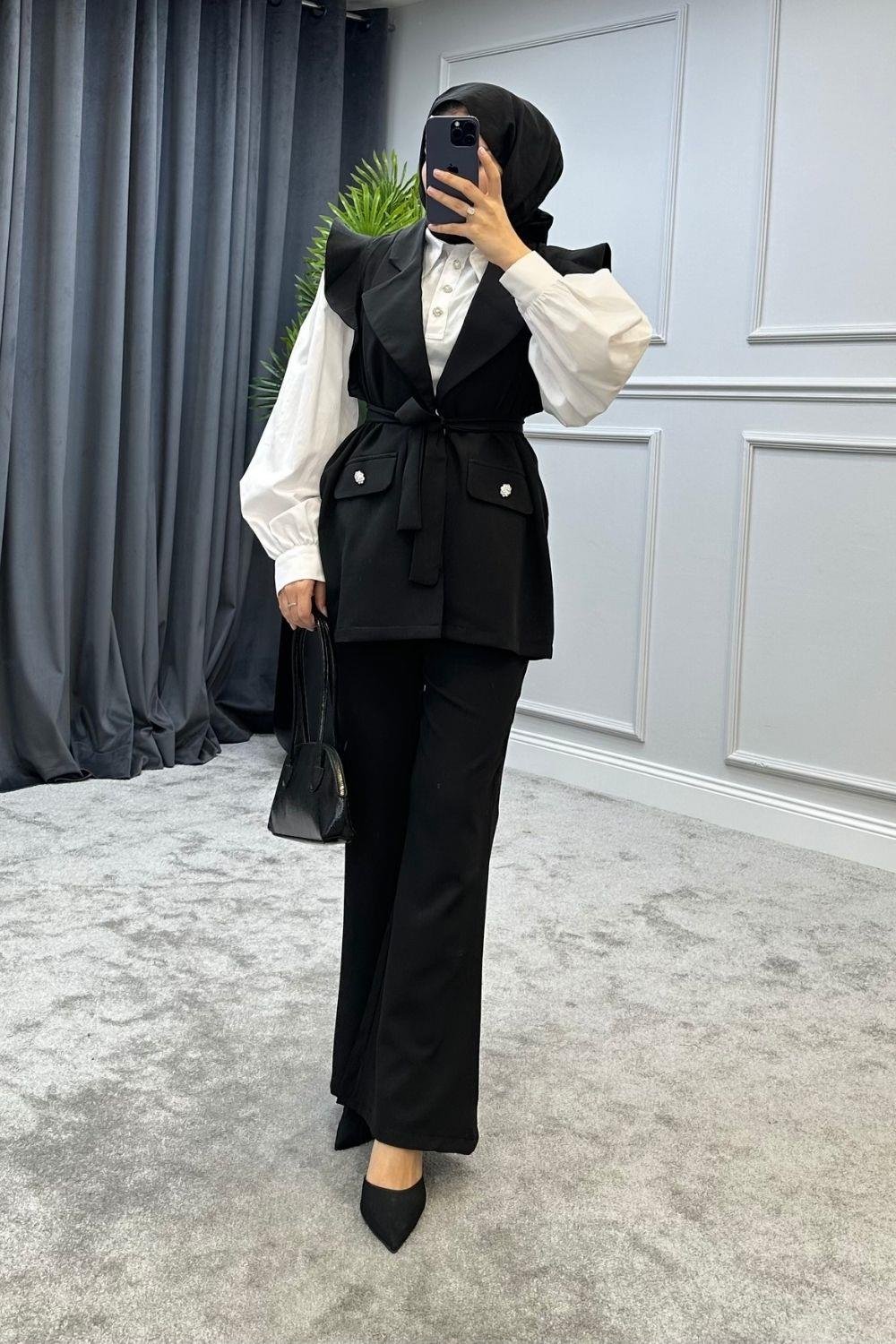 Hürrem Yelekli Takım Siyah