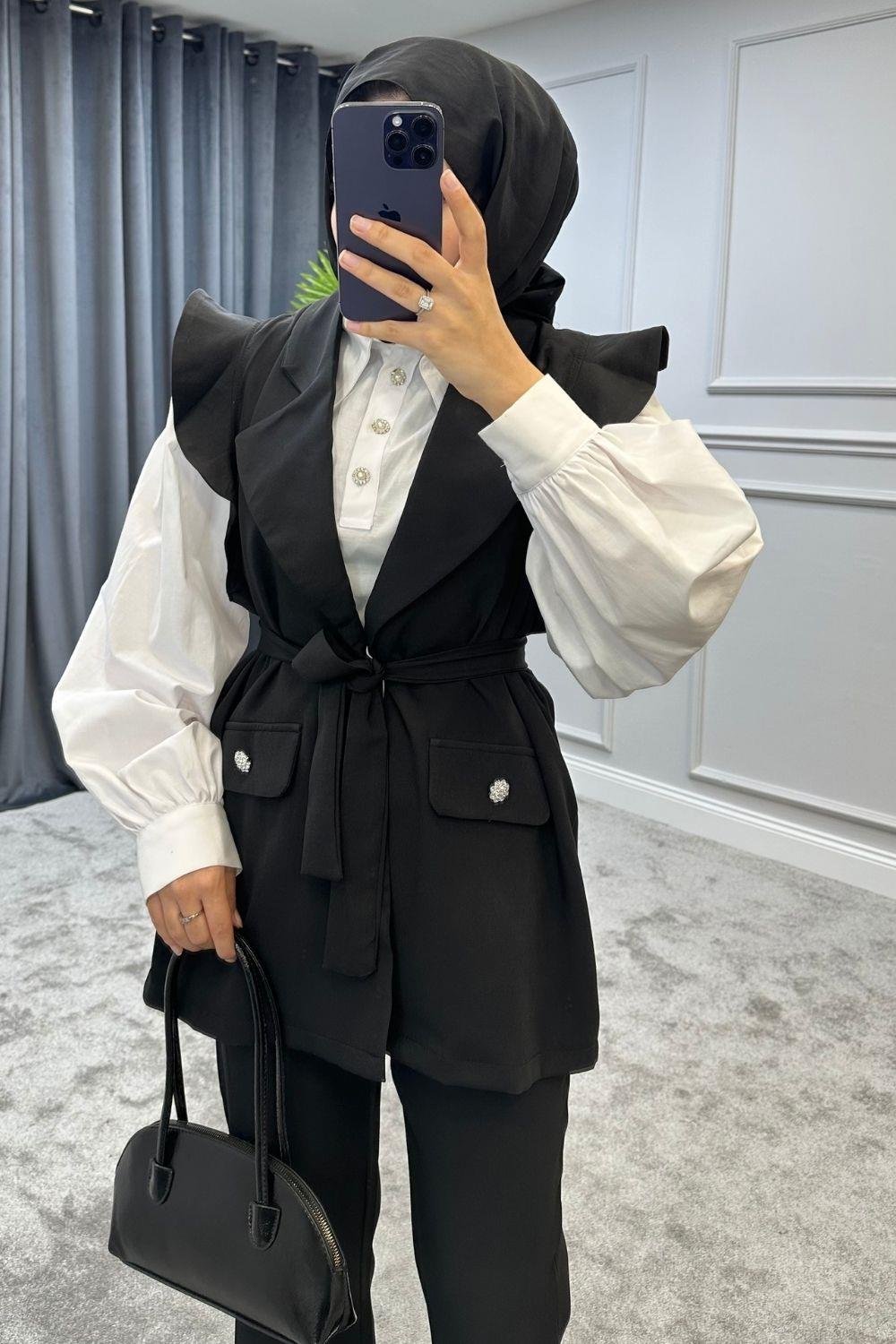 Hürrem Yelekli Takım Siyah