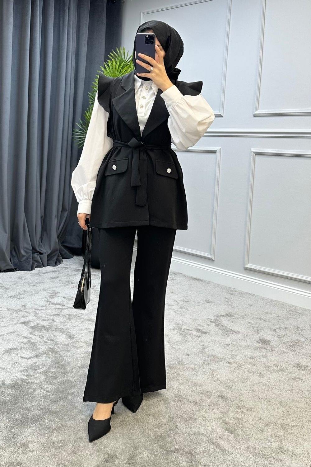 Hürrem Yelekli Takım Siyah