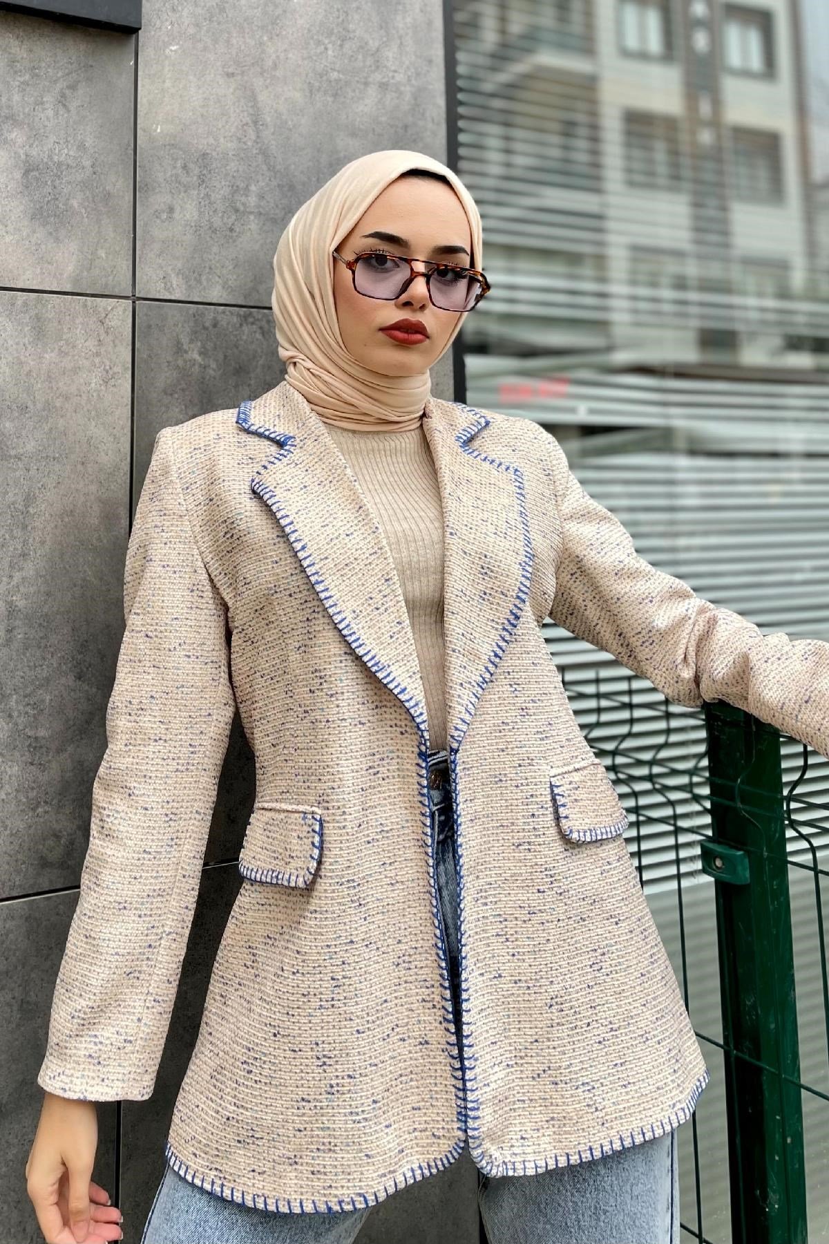 Kırçıklı Astarlı Ceket İndigo