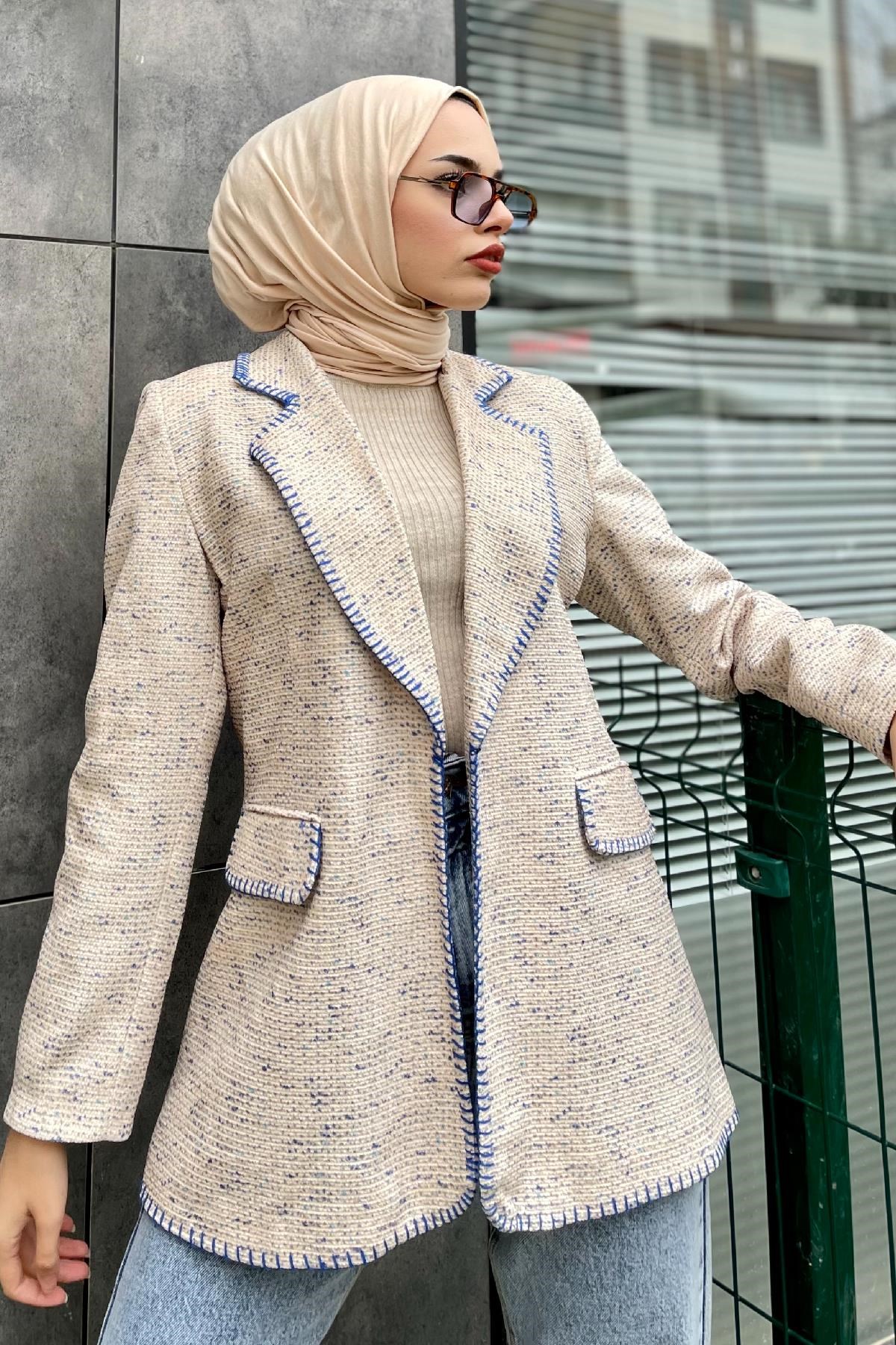 Kırçıklı Astarlı Ceket İndigo