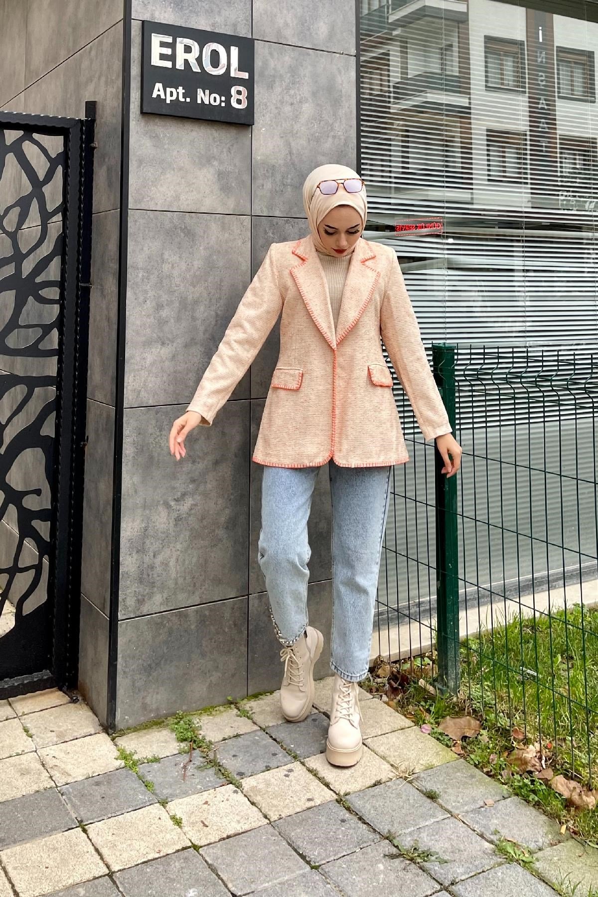 Kırçıklı Astarlı Ceket Turuncu