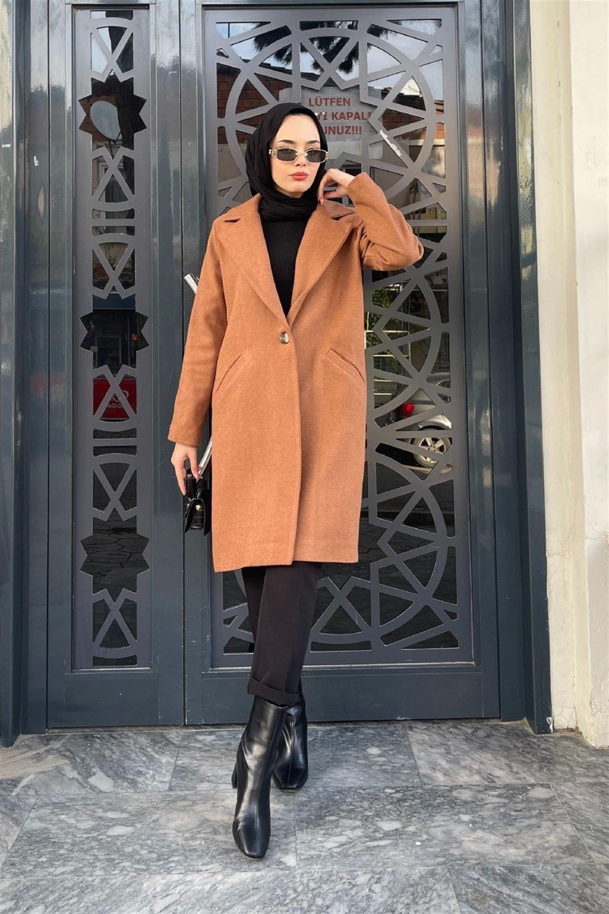 Kısa Astarlı Kaşe Kaban Taba
