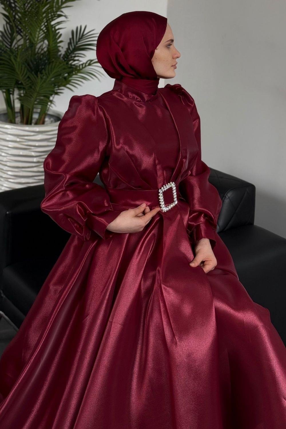 Kleopatra Tafta  Abiye Bordo